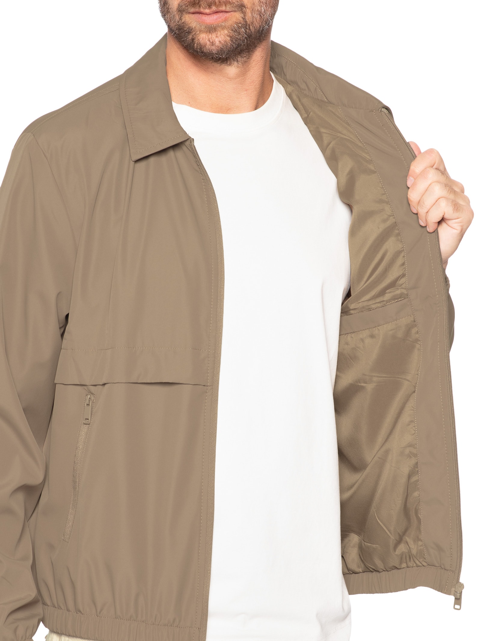 Jaqueta Masculina Corta Vento Bege Basiq Men