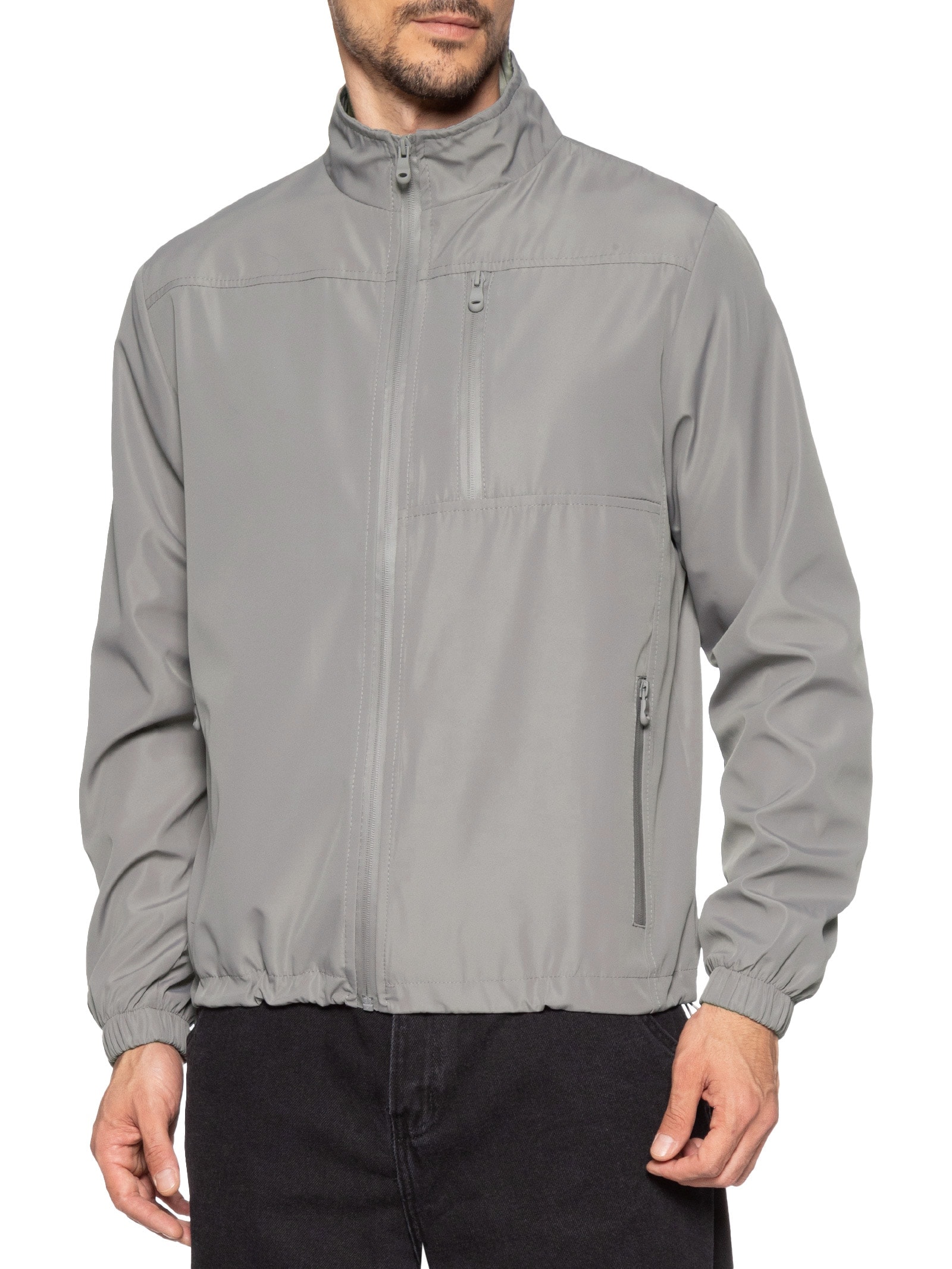 Jaqueta Masculina Corta Vento Casual Cinza Basiq Men