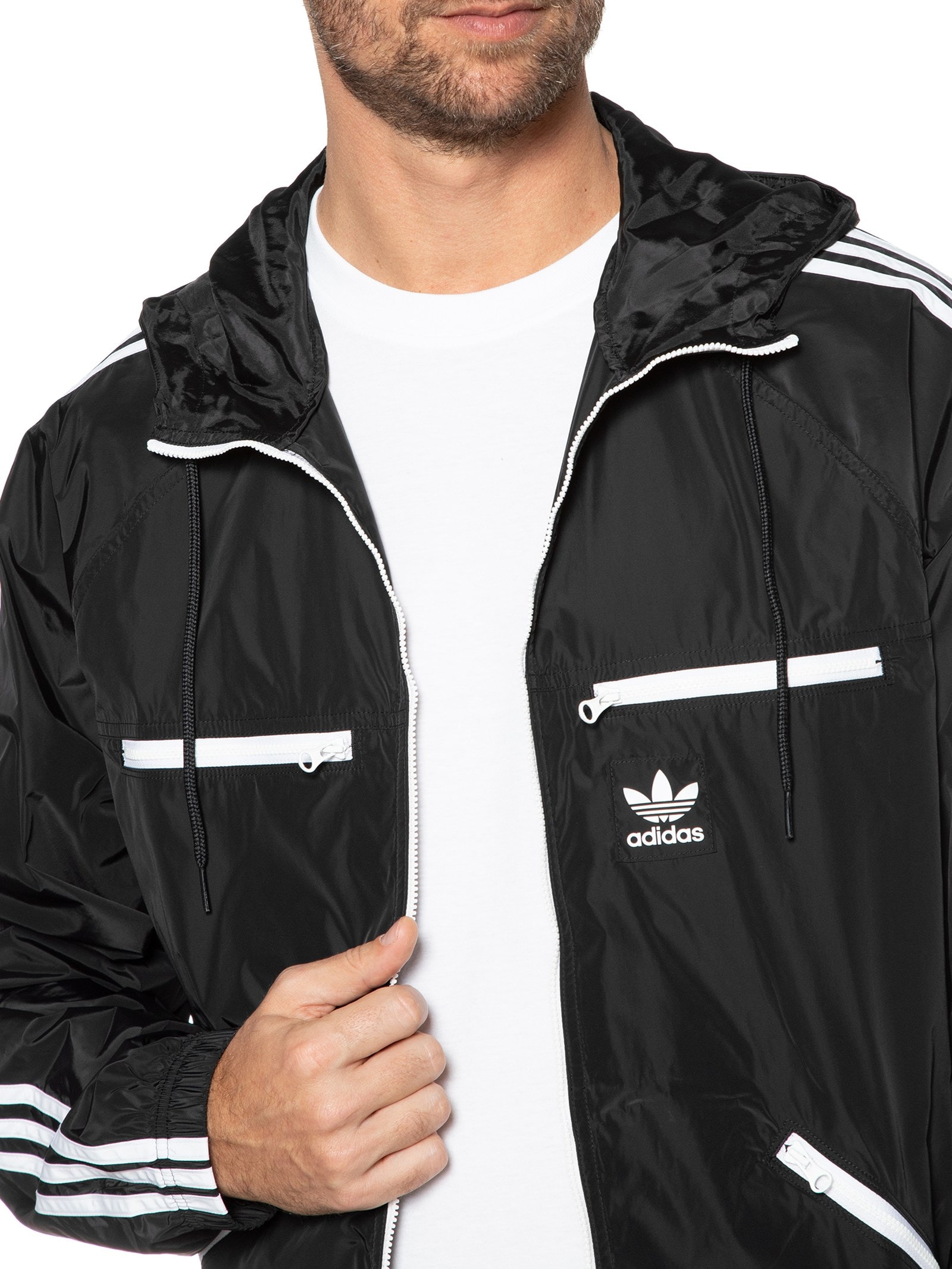 Adidas Originals Jaqueta Masculina Corta Vento Classics Wb Preto
