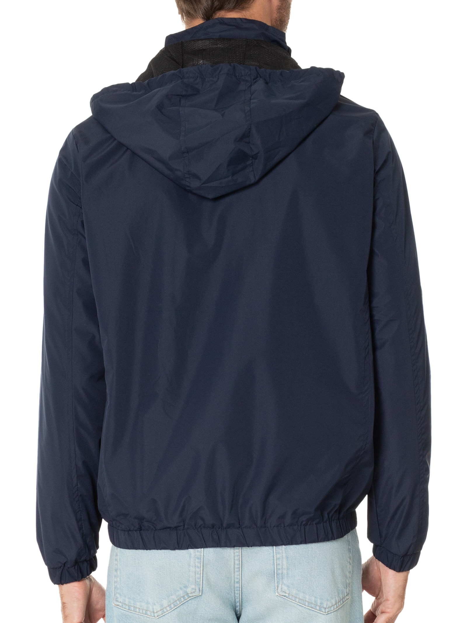 Jaqueta Masculina Corta Vento com Capuz Azul Basiq Men