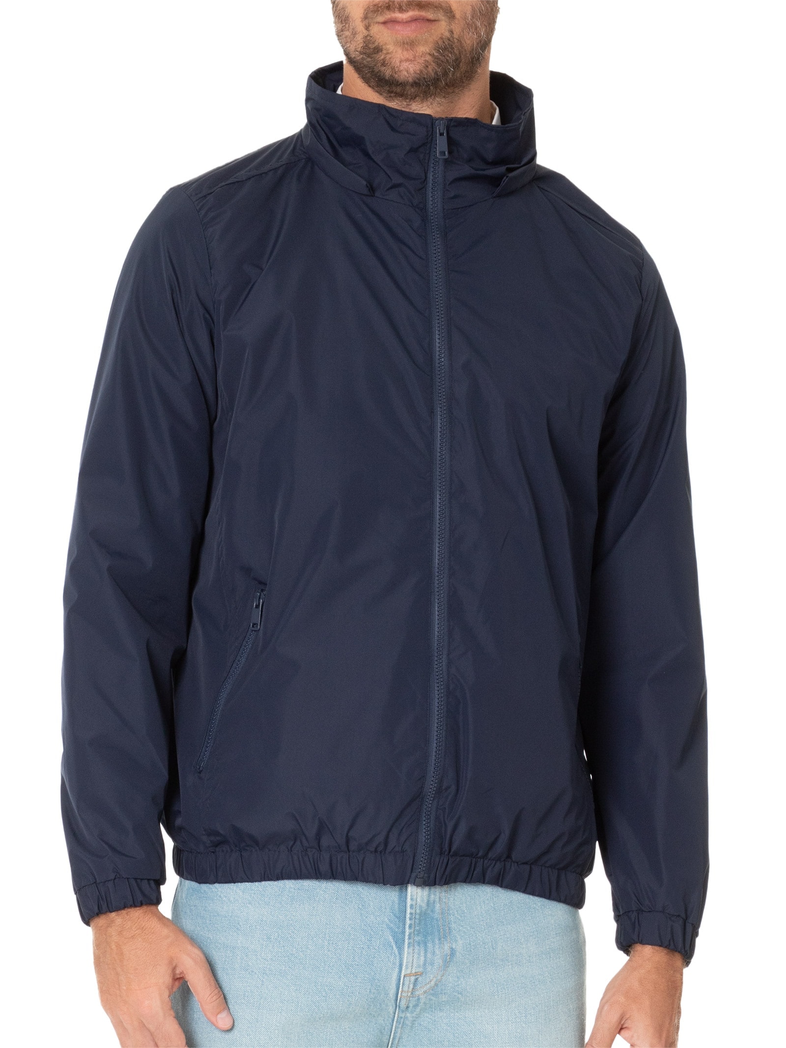 Jaqueta Masculina Corta Vento com Capuz Azul Basiq Men