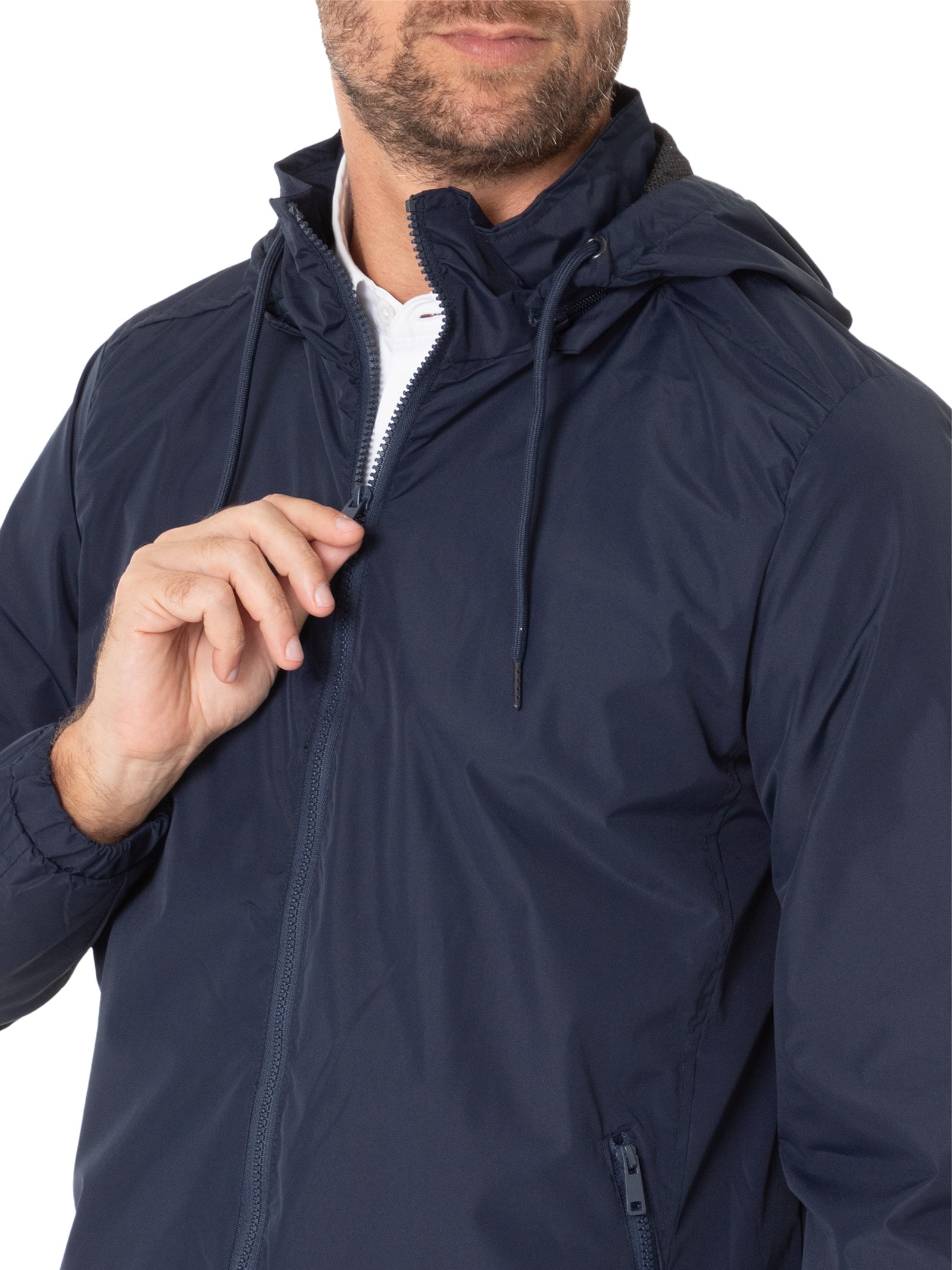 Jaqueta Masculina Corta Vento com Capuz Azul Basiq Men