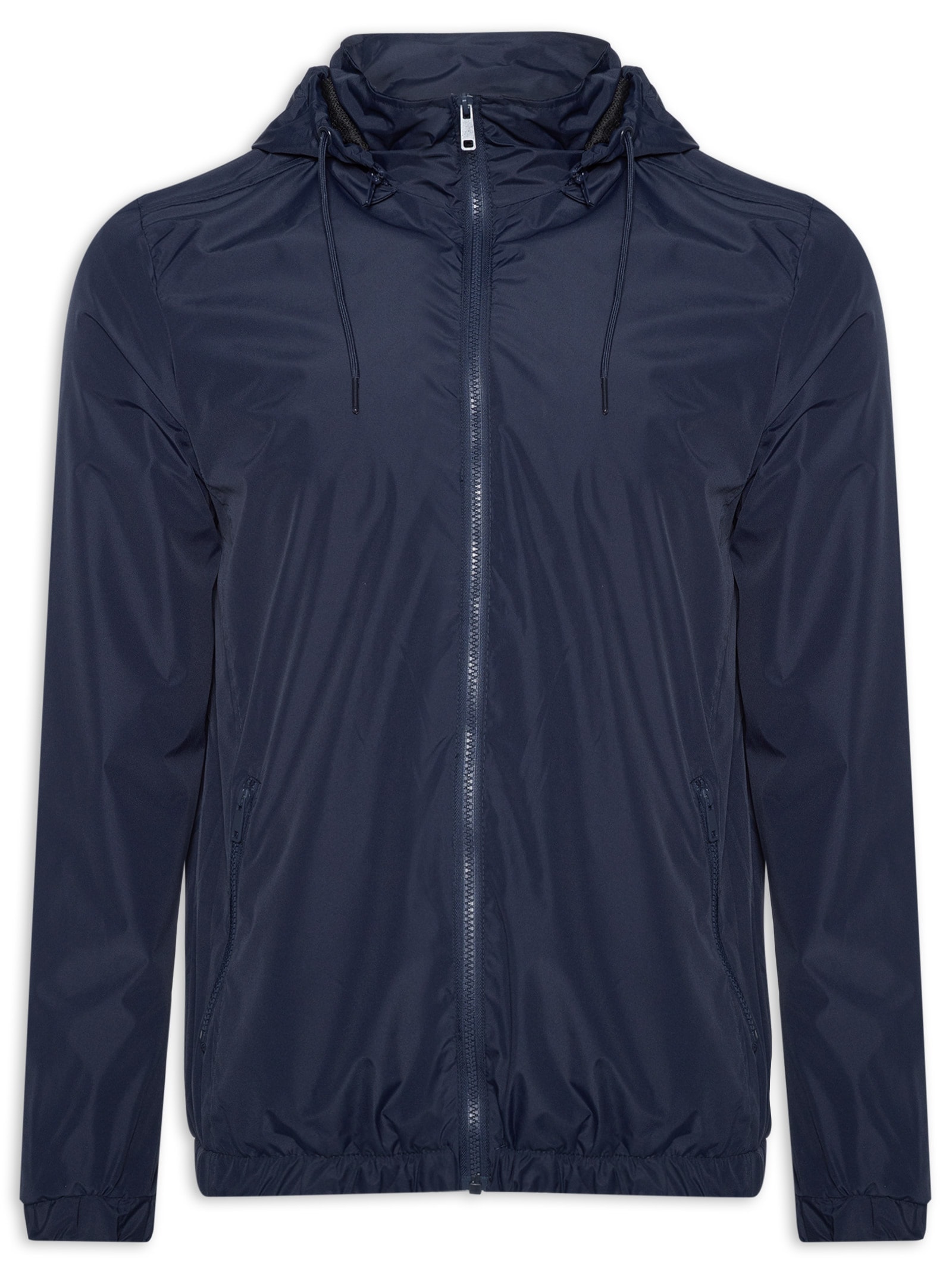 Jaqueta Masculina Corta Vento com Capuz Azul Basiq Men