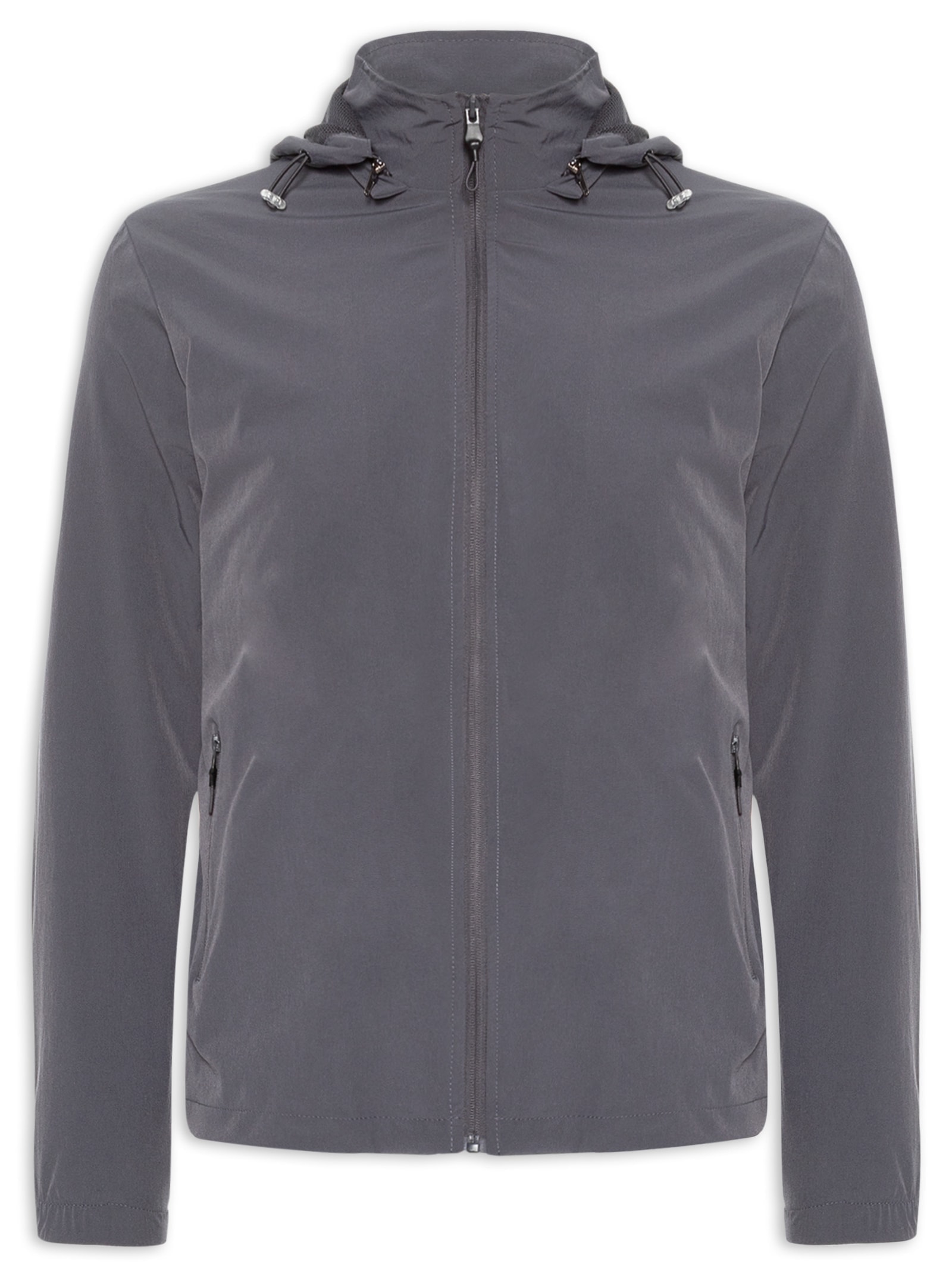 Jaqueta Masculina Corta Vento Com Capuz Básico Cinza Basiq Men