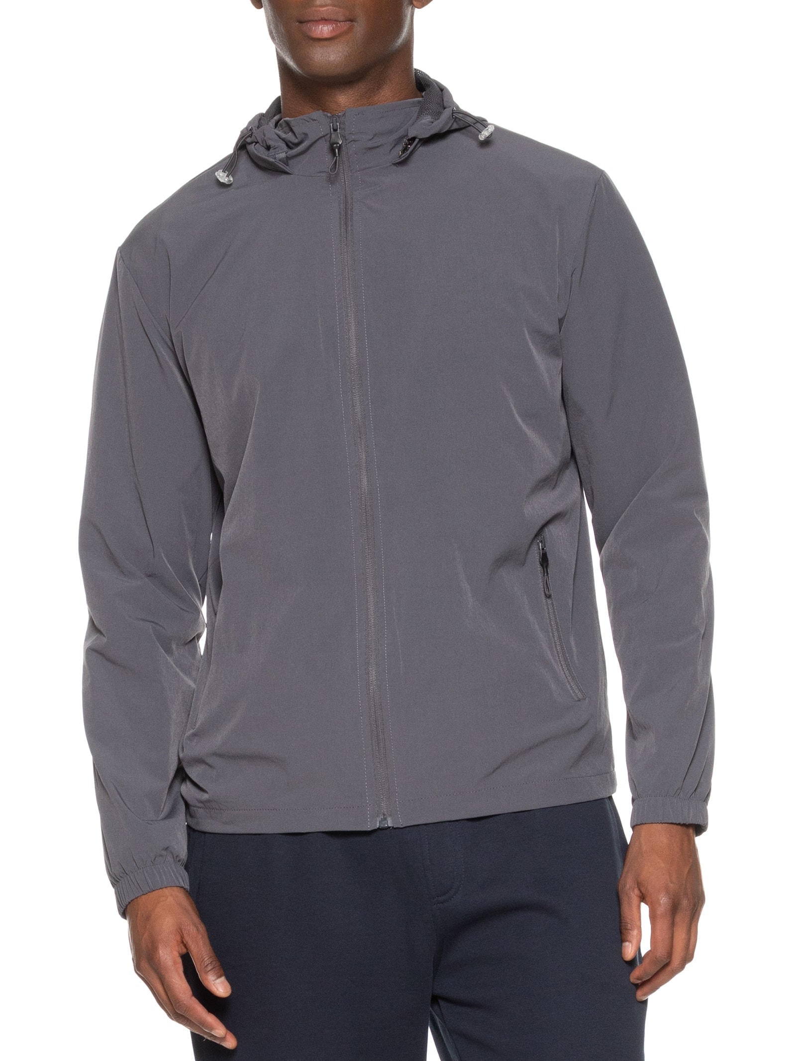 Jaqueta Masculina Corta Vento Com Capuz Básico Cinza Basiq Men