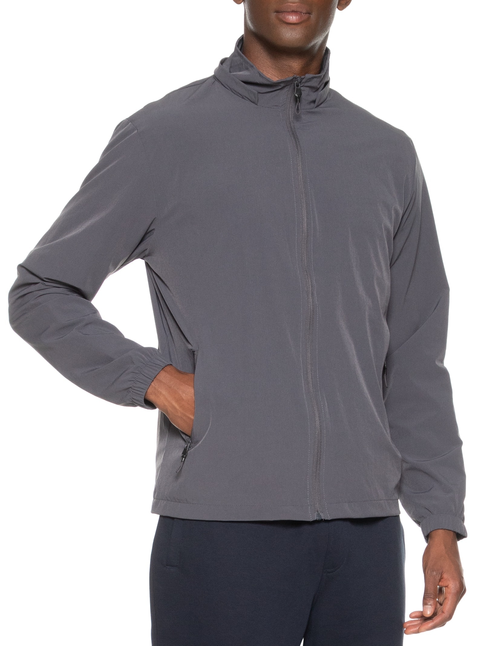 Jaqueta Masculina Corta Vento Com Capuz Básico Cinza Basiq Men