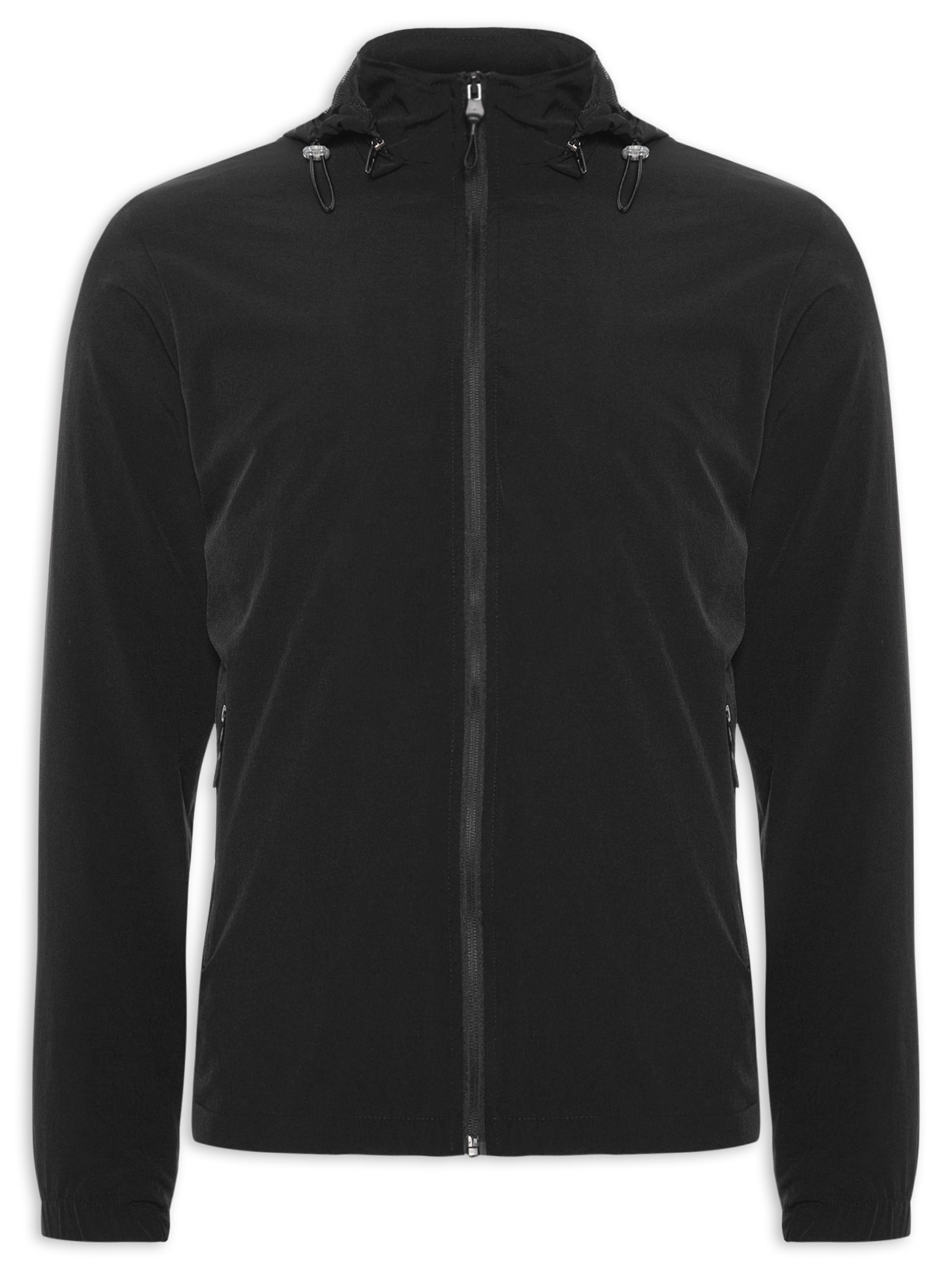 Jaqueta Masculina Corta Vento Com Capuz Básico Preto Basiq Men