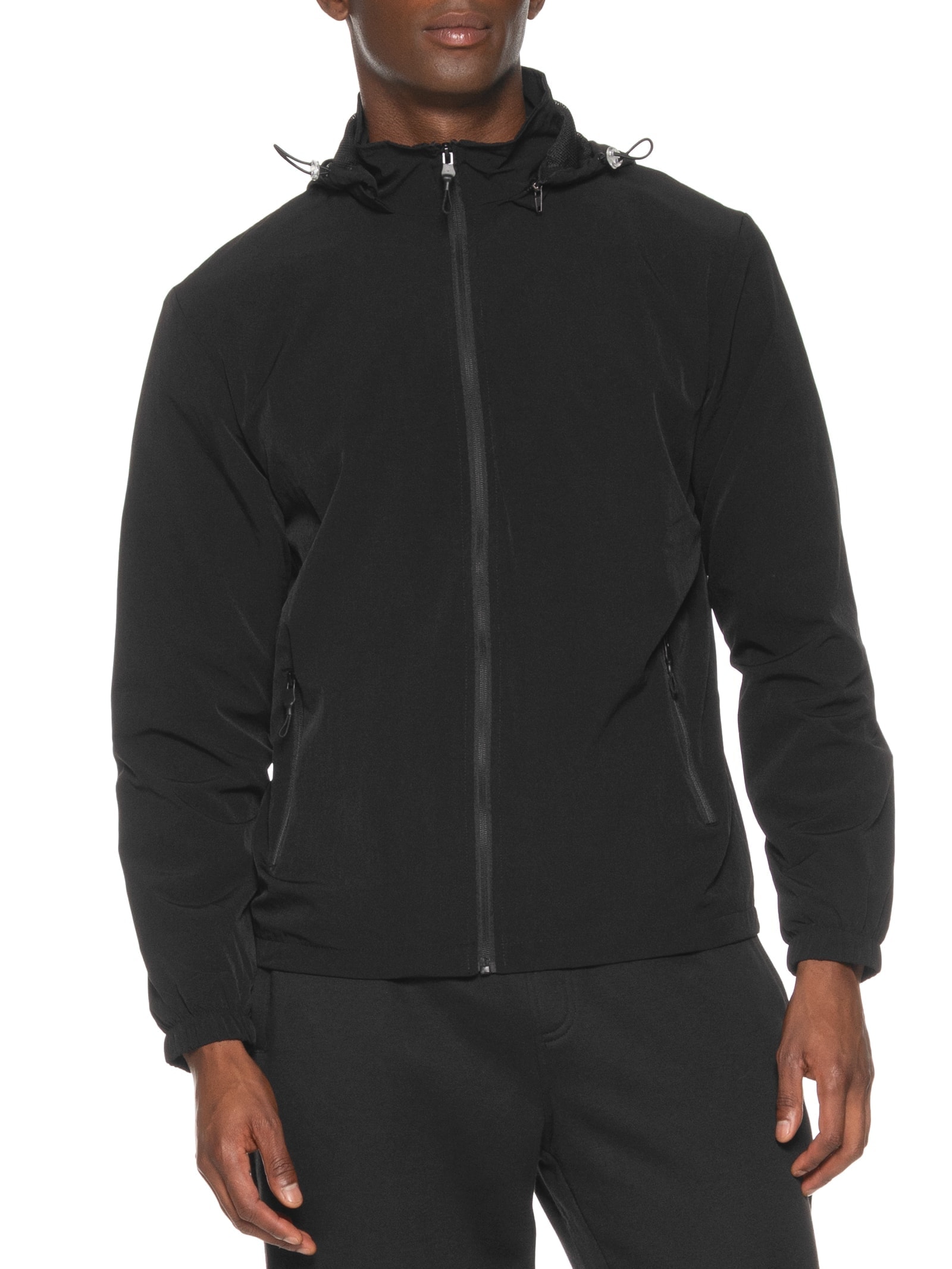 Jaqueta Masculina Corta Vento Com Capuz Básico Preto Basiq Men
