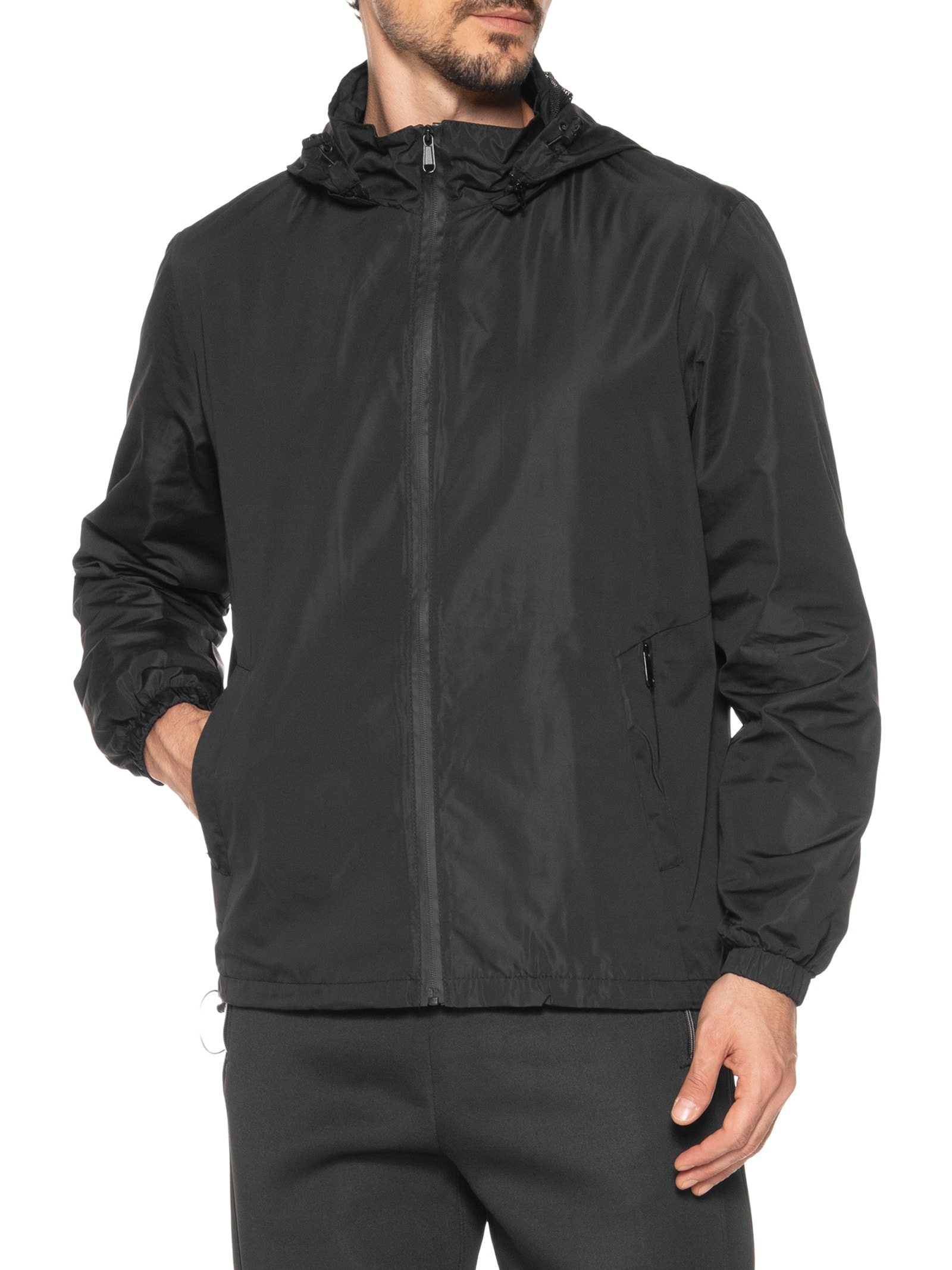 Jaqueta Masculina Corta Vento Com Capuz C84 Preto  '2 Essential