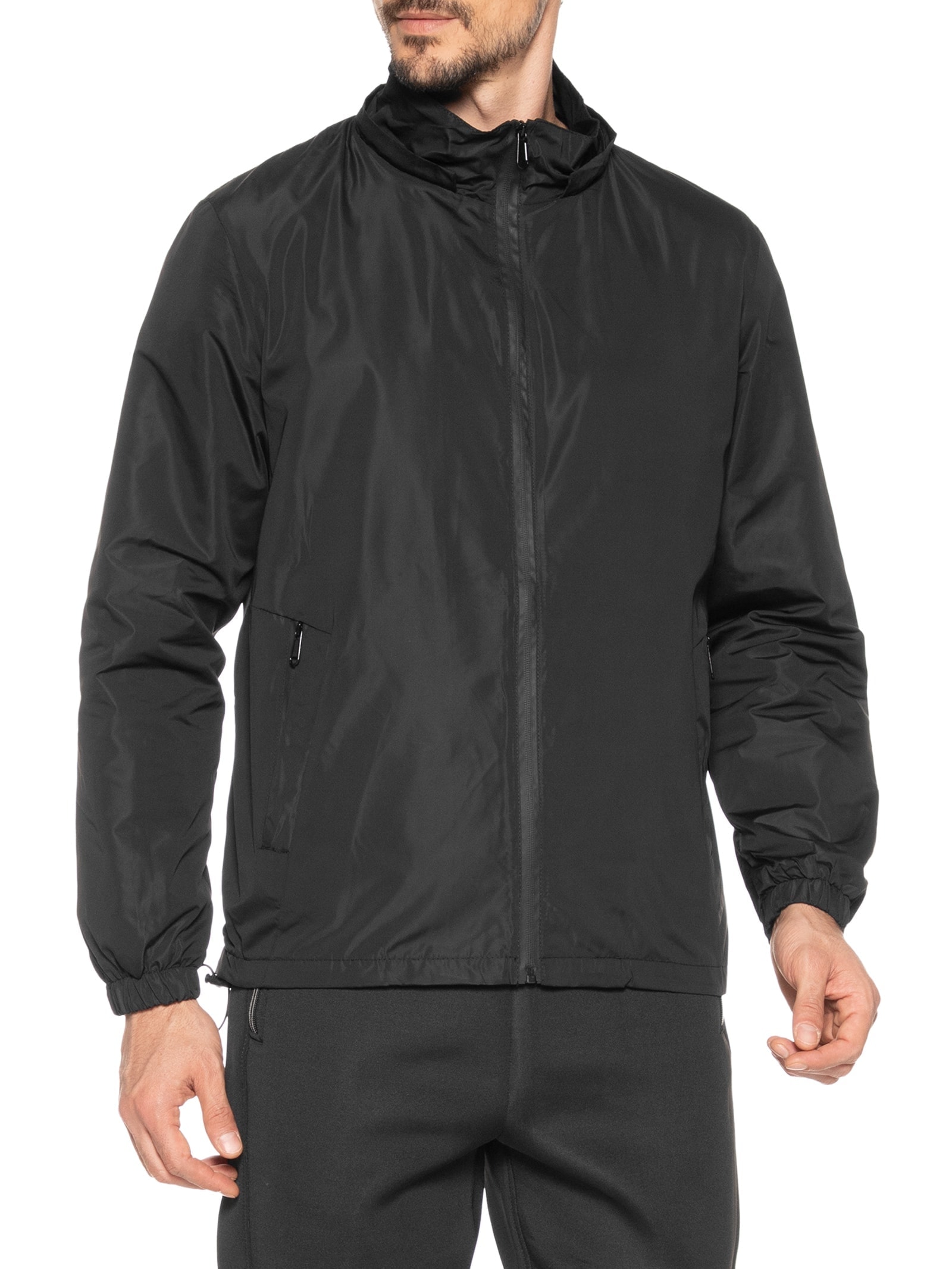 Jaqueta Masculina Corta Vento Com Capuz C84 Preto  '2 Essential