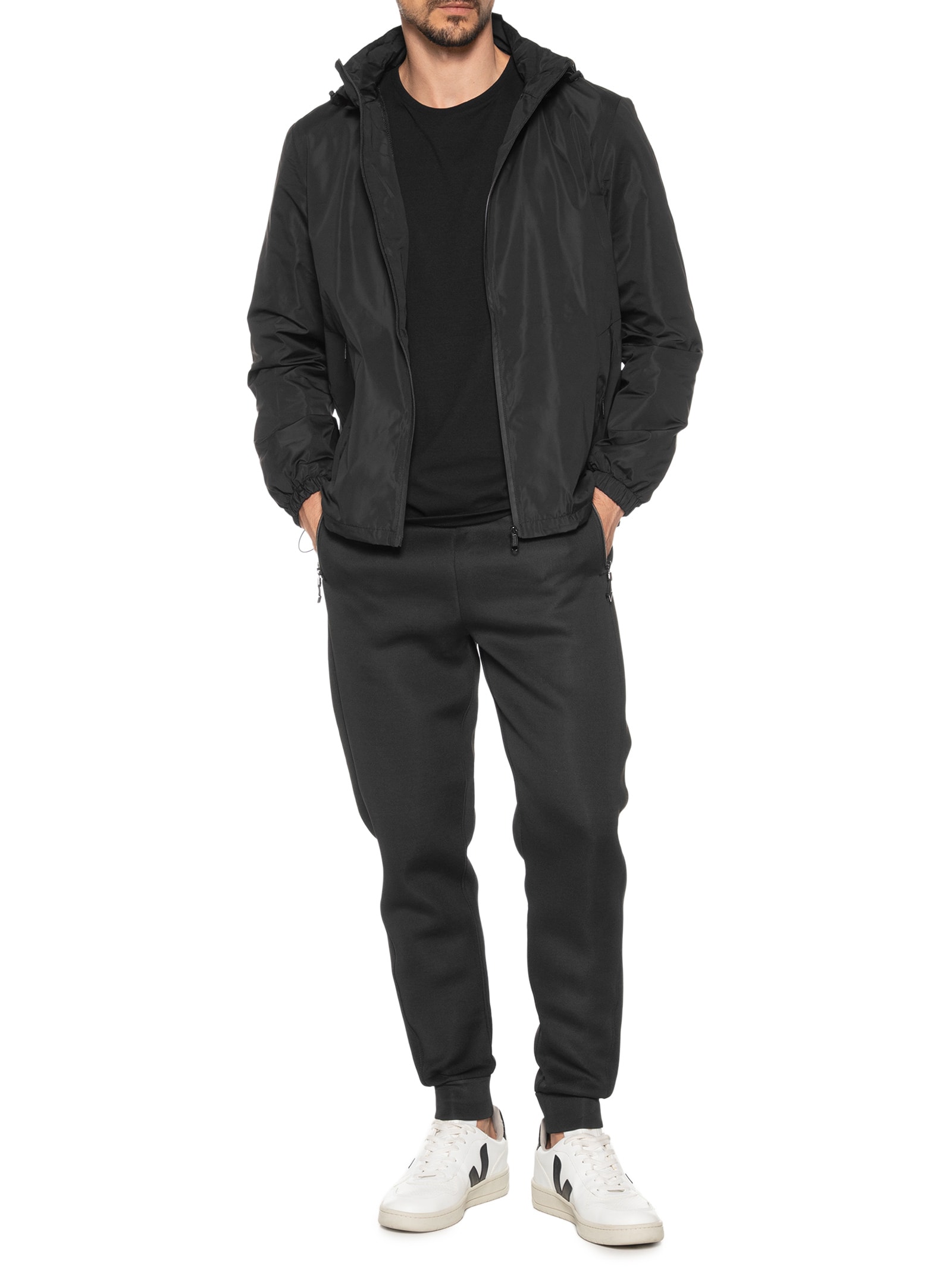 Jaqueta Masculina Corta Vento Com Capuz C84 Preto  '2 Essential