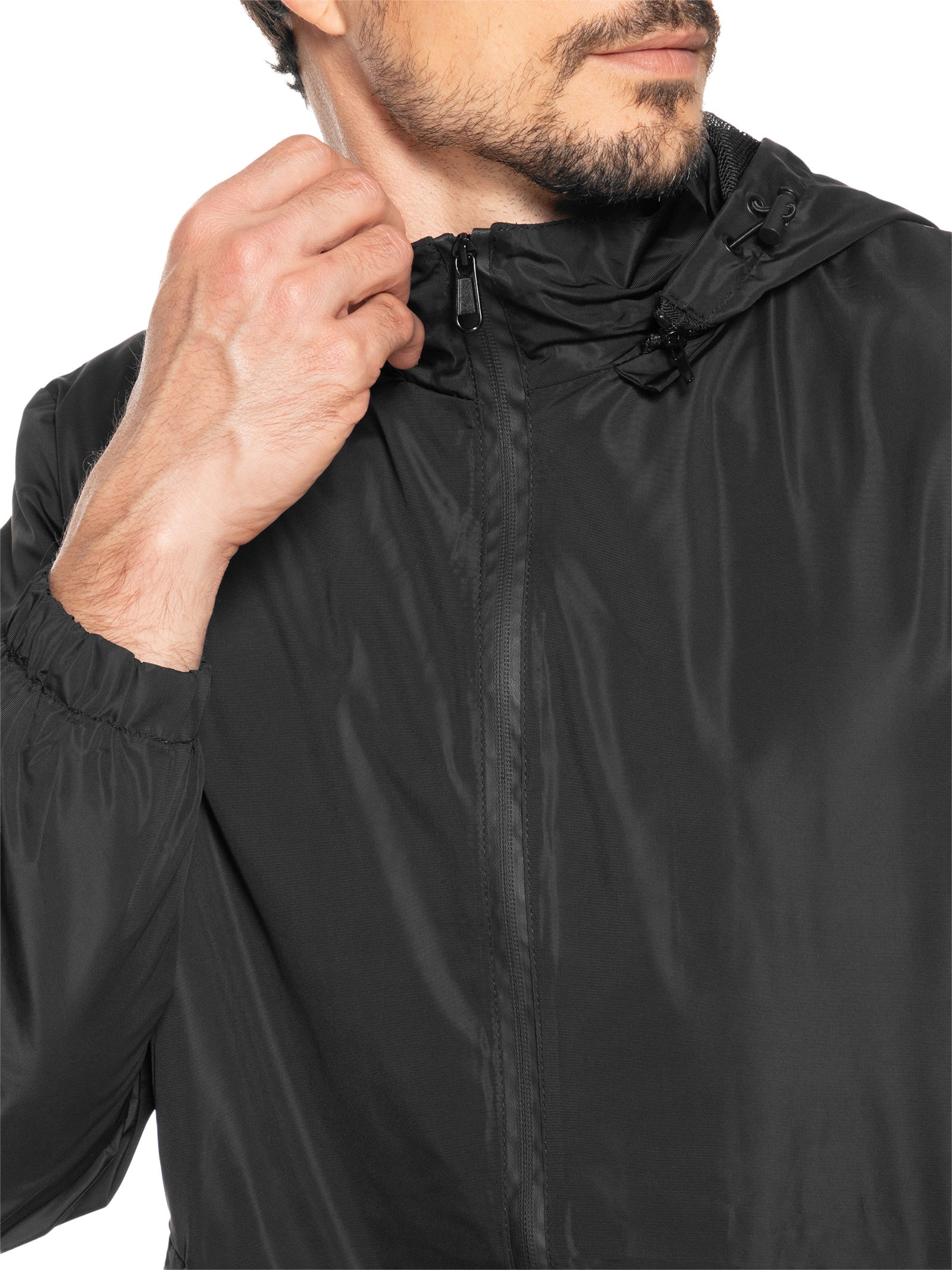 Jaqueta Masculina Corta Vento Com Capuz C84 Preto  '2 Essential