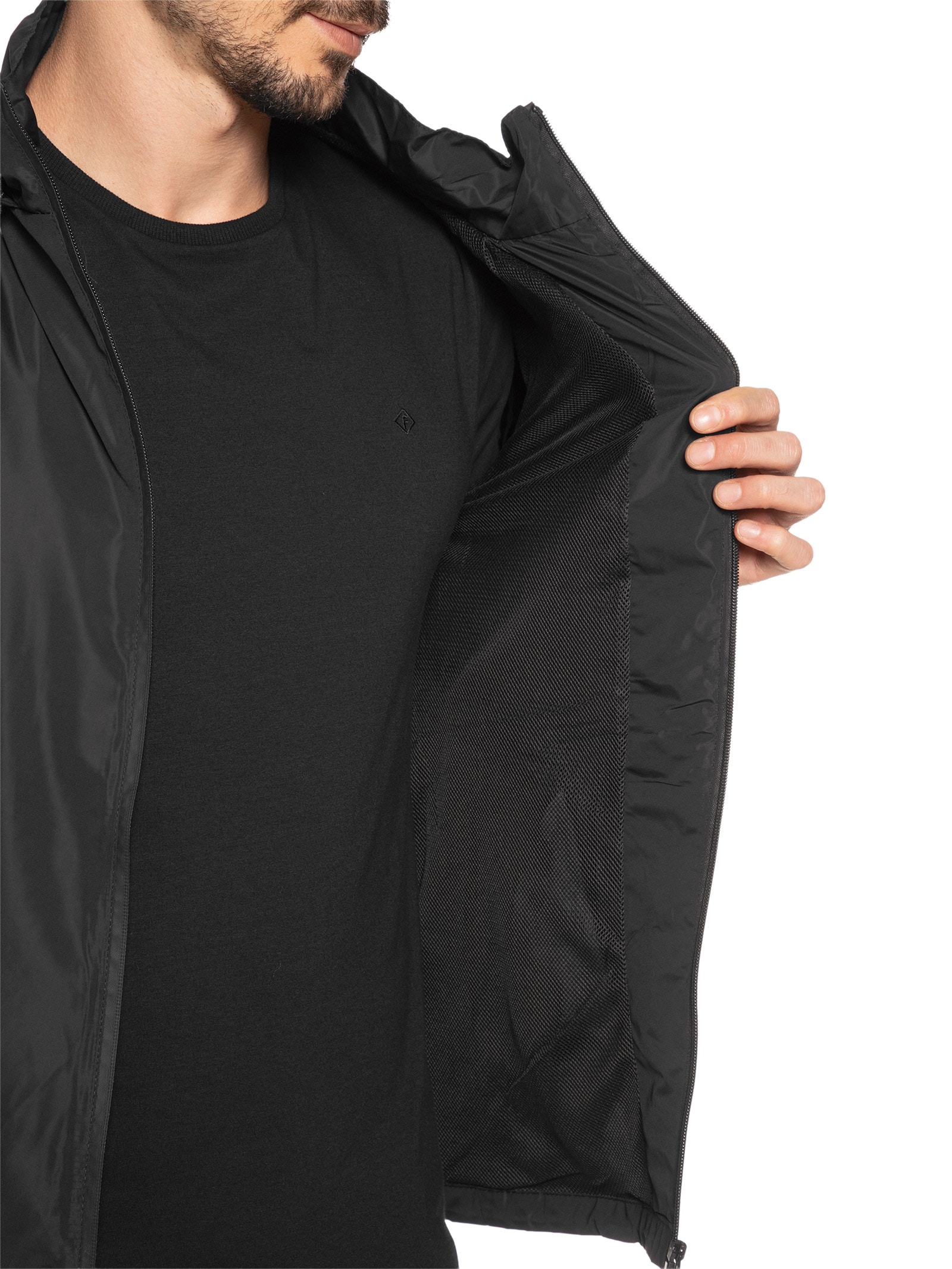 2 Essential - Jaqueta Masculina Corta Vento Com Capuz C84 - Preto
