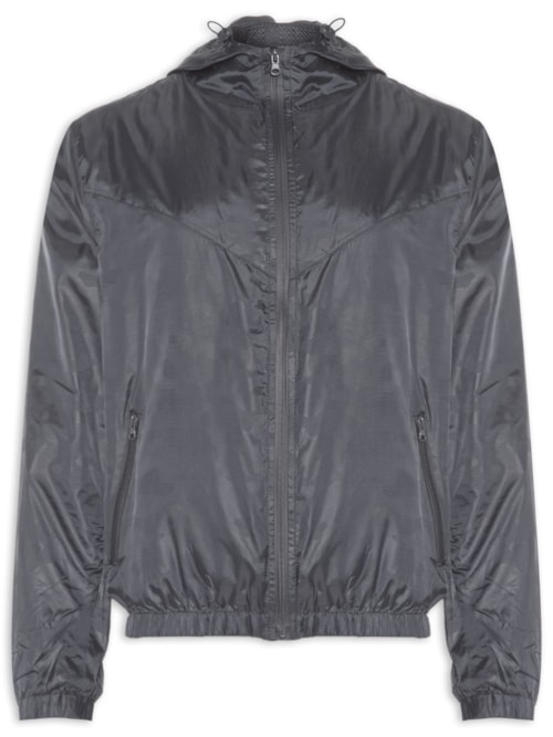 Jaqueta Masculina Corta Vento Com Capuz - Cinza