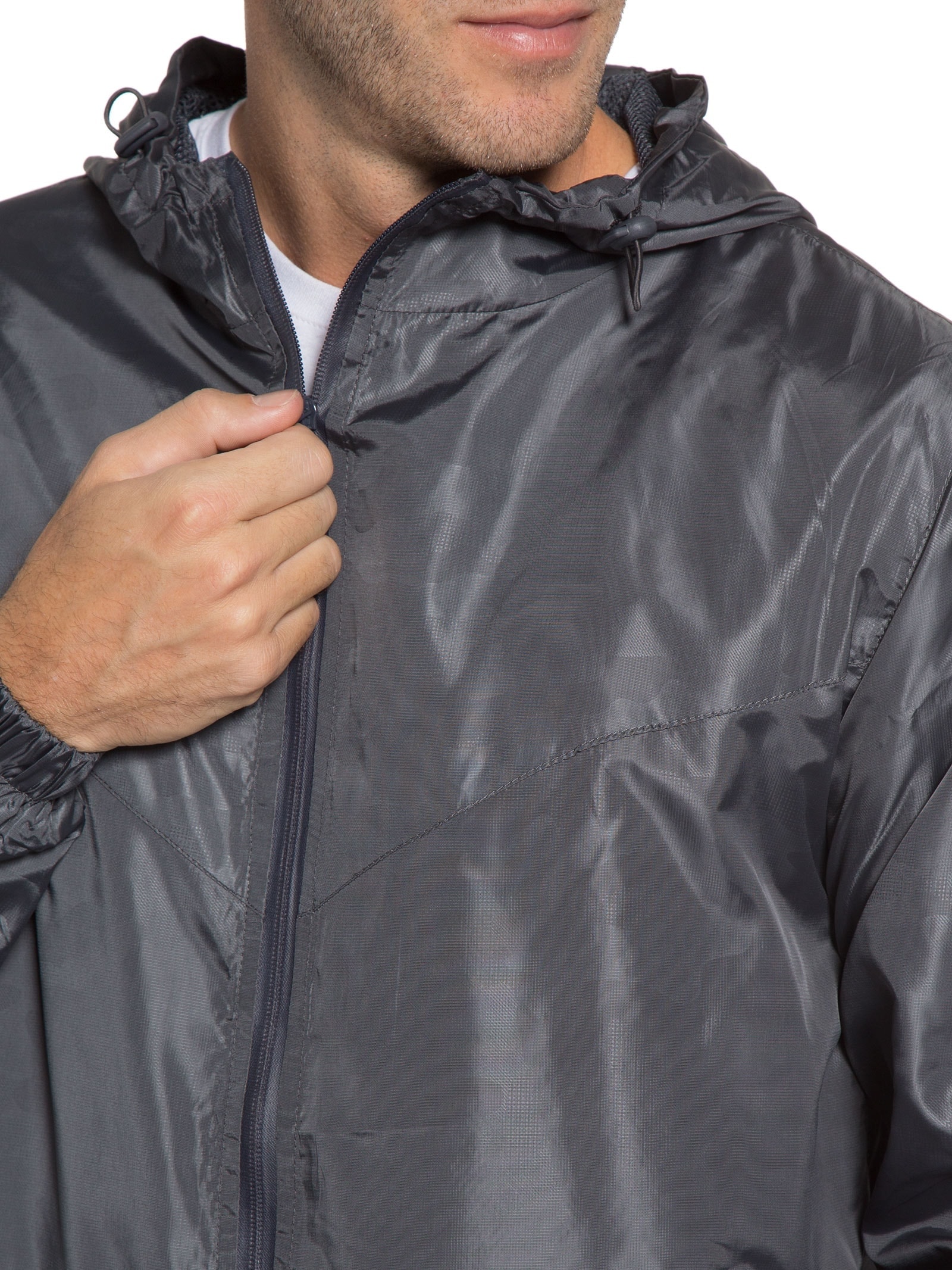 Jaqueta Masculina Corta Vento Com Capuz Cinza Basiq Men