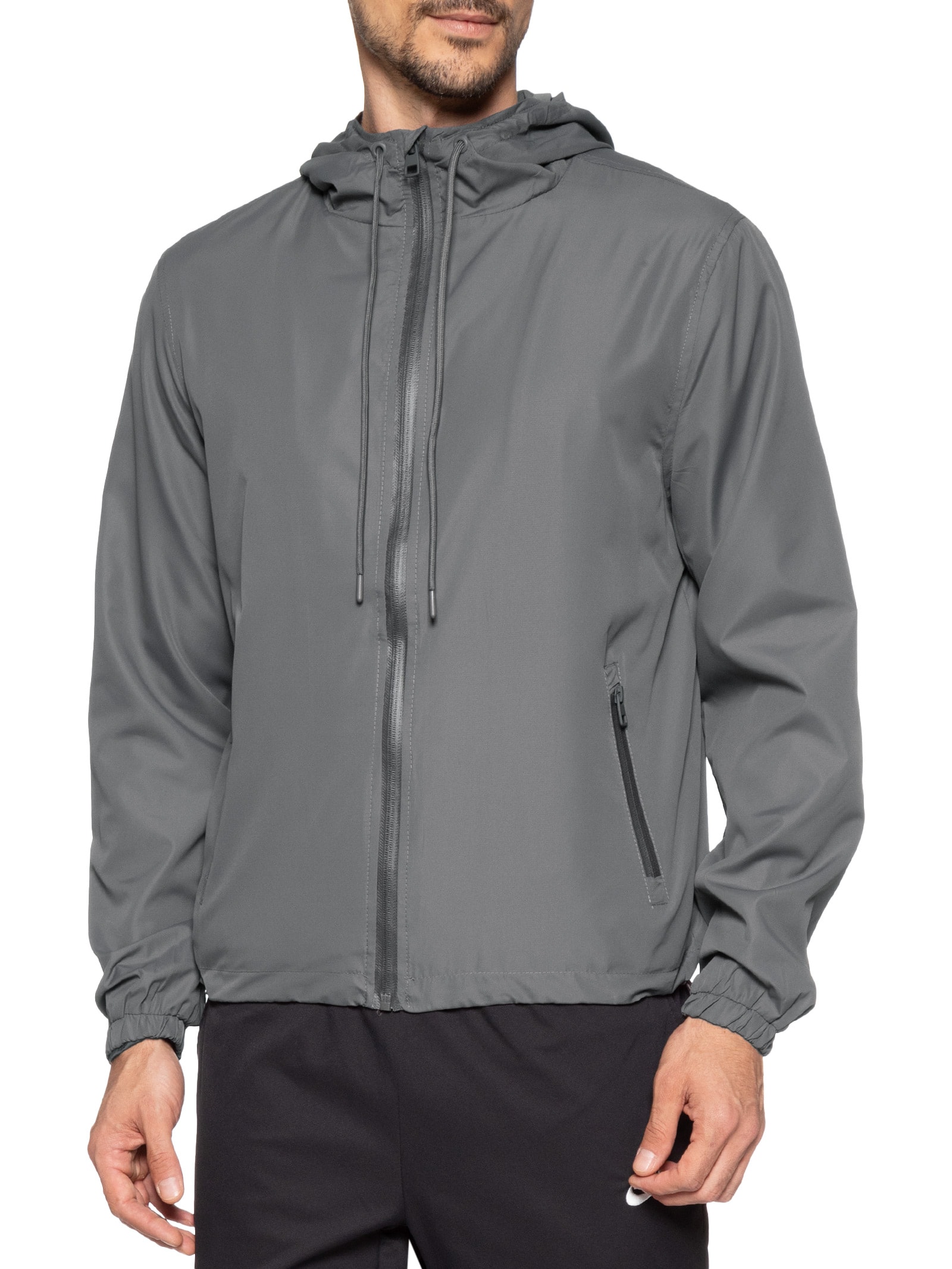 Jaqueta Masculina Corta Vento Com Capuz Cinza Basiq Men
