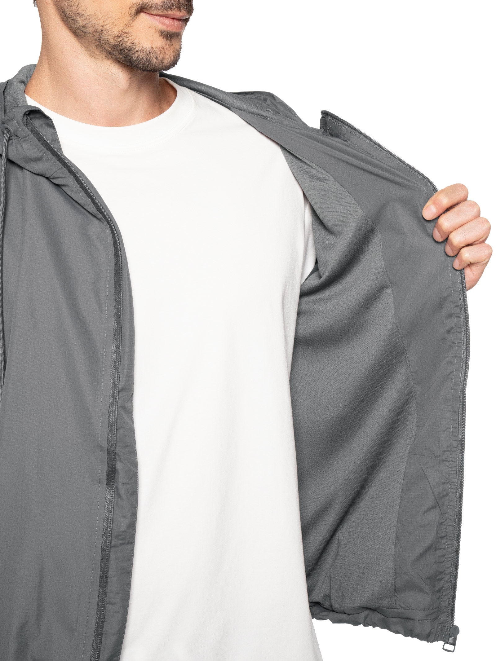 Jaqueta Masculina Corta Vento Com Capuz Cinza Basiq Men