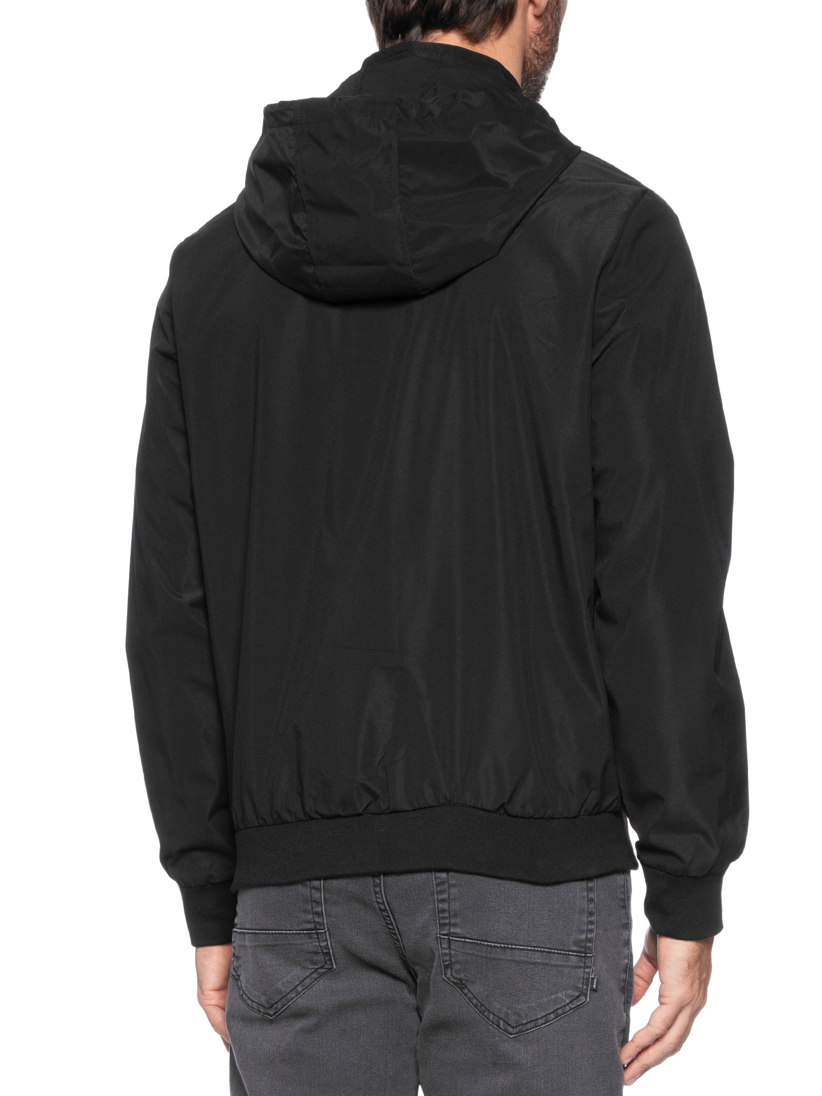 Jaqueta Masculina Corta Vento Com Capuz Preto Basiq Men