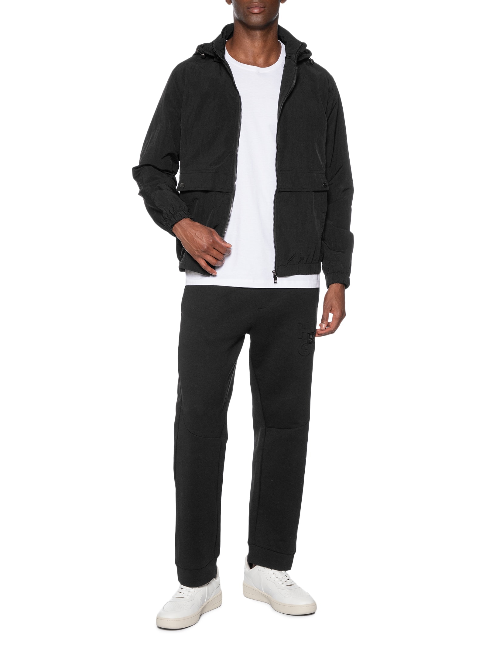 Jaqueta Masculina Corta Vento Com Capuz Preto Basiq Men