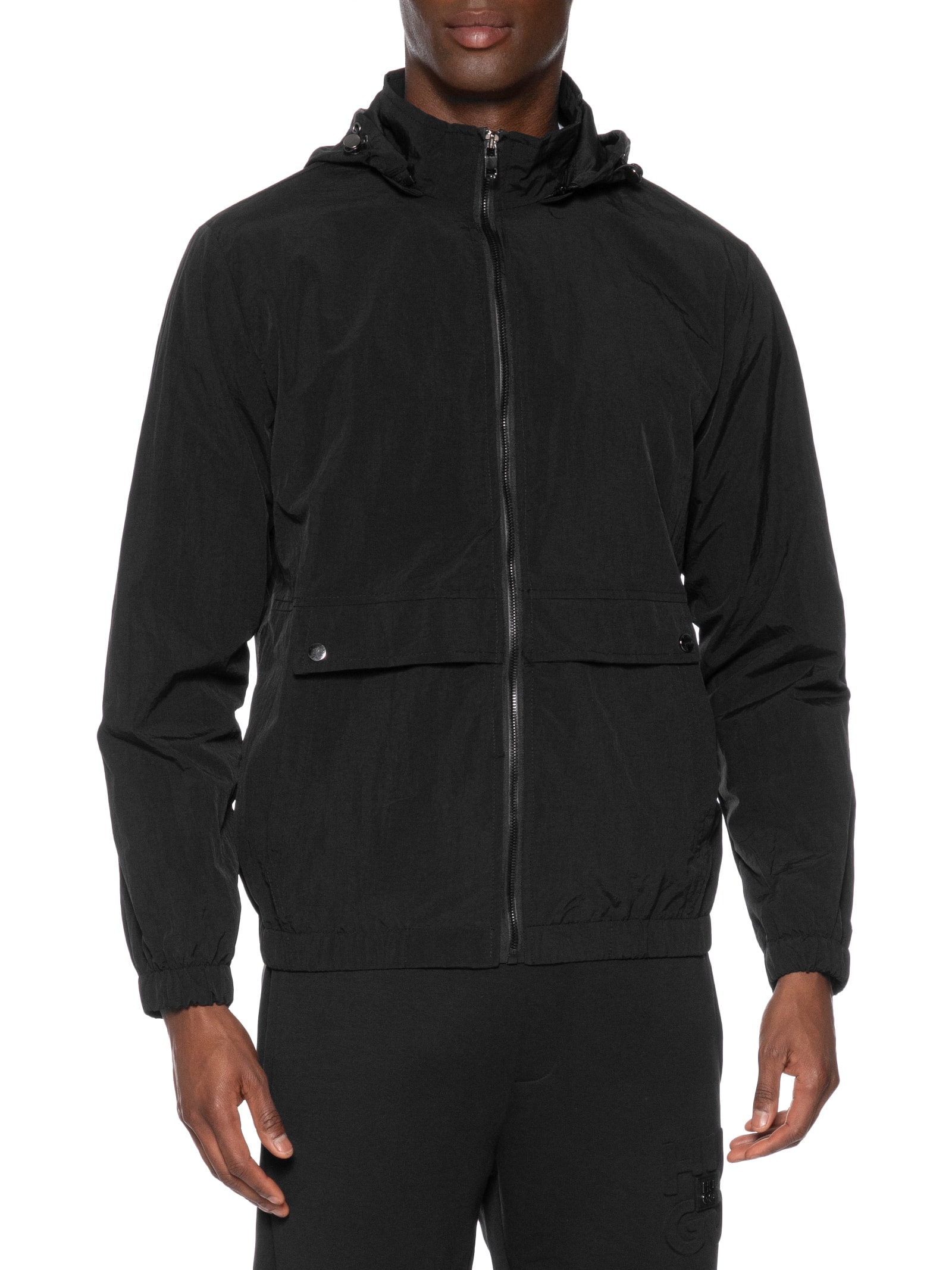 Jaqueta Masculina Corta Vento Com Capuz Preto Basiq Men