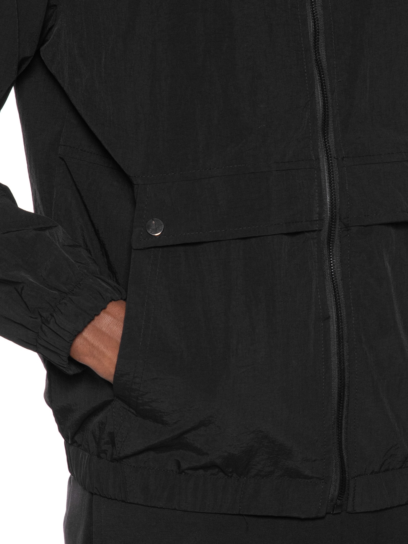 Jaqueta Masculina Corta Vento Com Capuz Preto Basiq Men