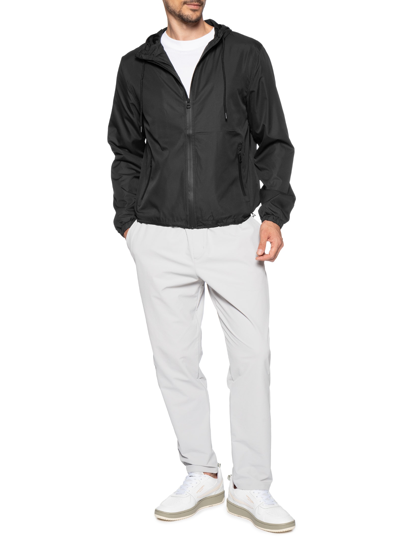 Jaqueta Masculina Corta Vento Com Capuz Preto Basiq Men