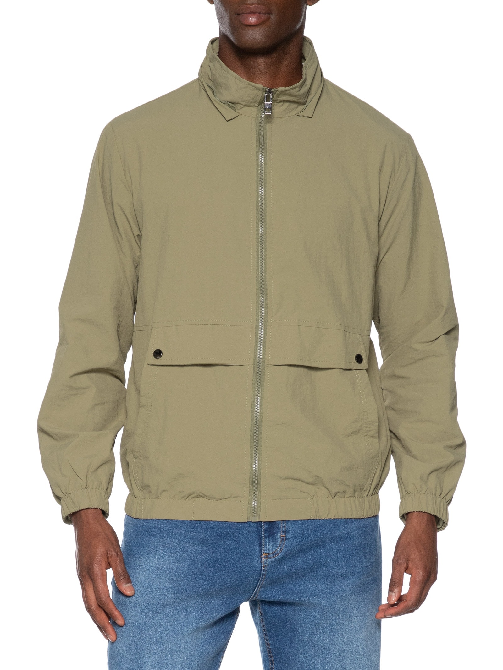 Jaqueta Masculina Corta Vento Com Capuz Verde Basiq Men