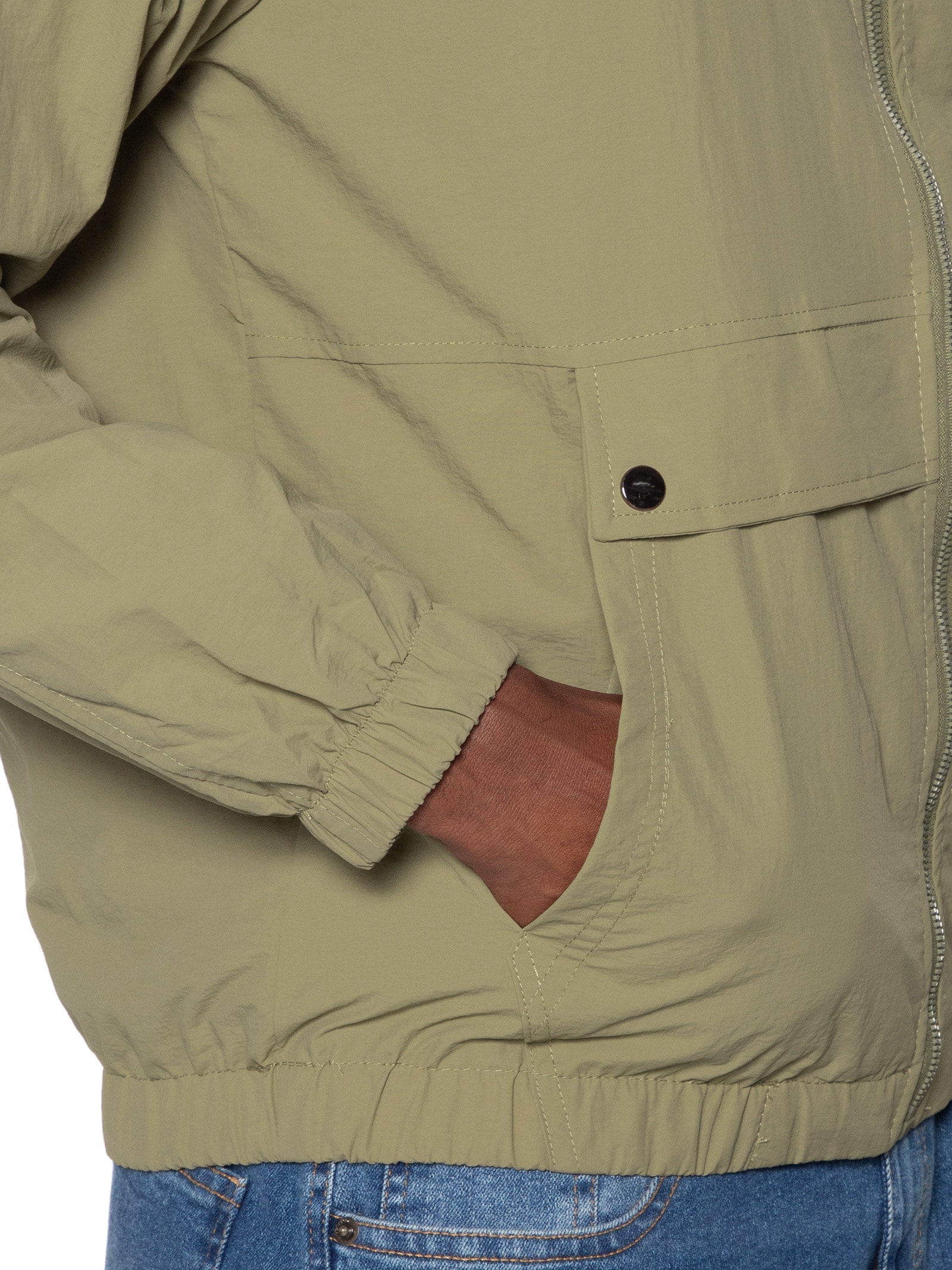 Jaqueta Masculina Corta Vento Com Capuz Verde Basiq Men