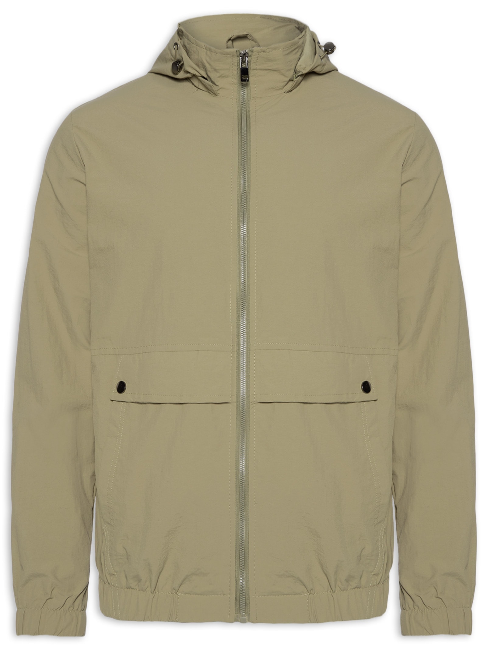 Jaqueta Masculina Corta Vento Com Capuz Verde Basiq Men