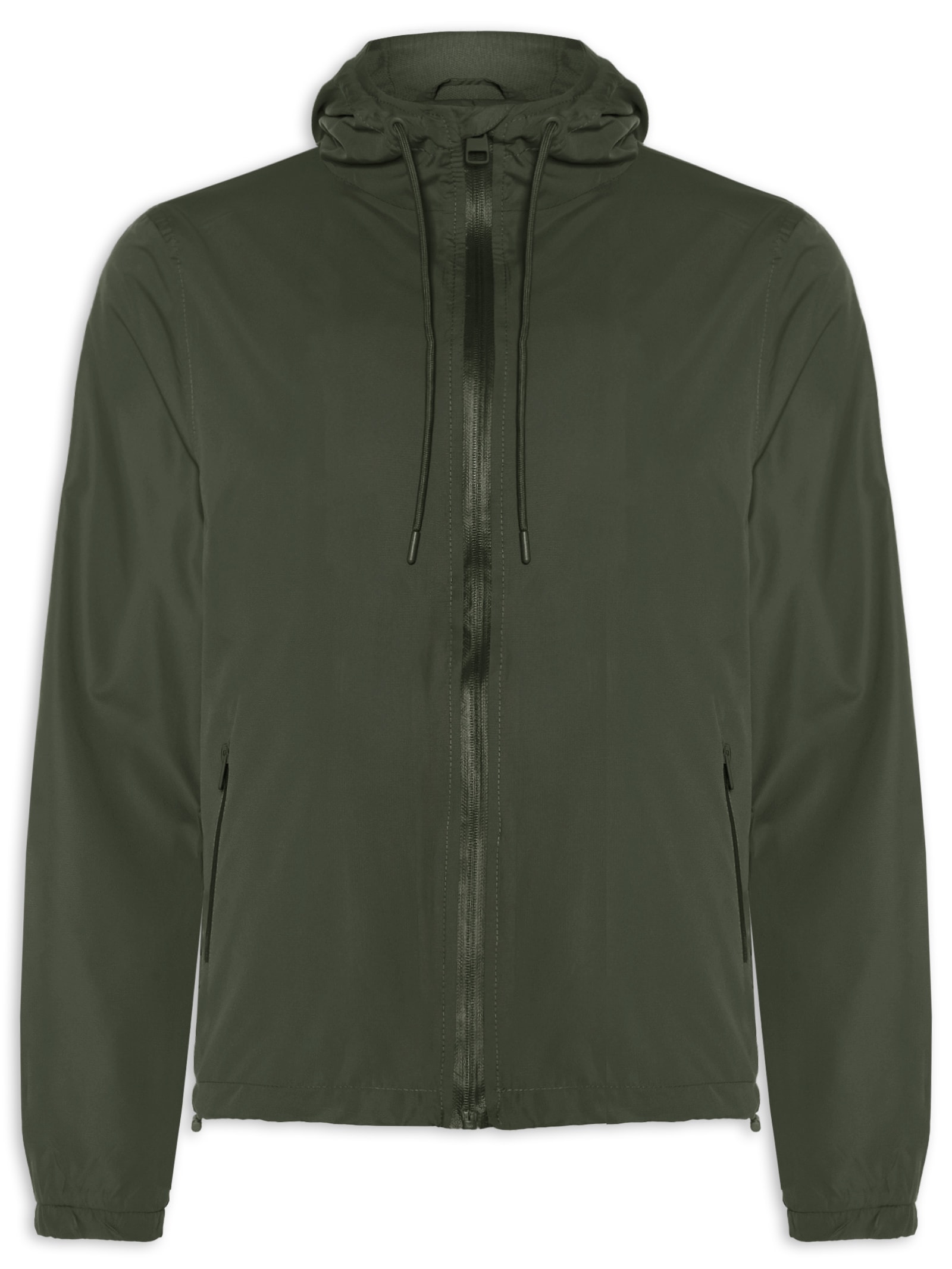Jaqueta Masculina Corta Vento Com Capuz Verde Basiq Men