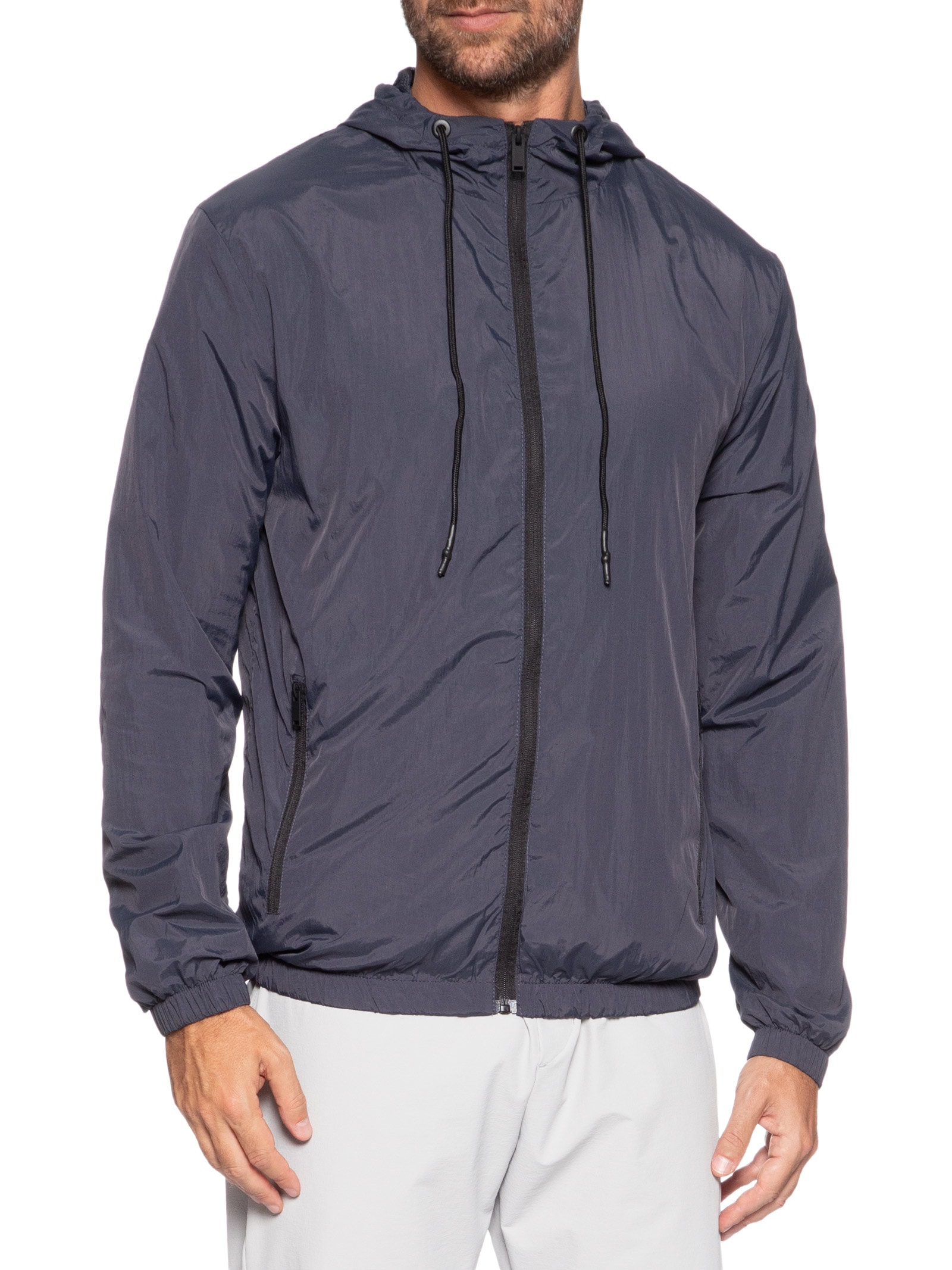 Jaqueta Masculina Corta Vento Com Gorro Azul Basiq Men