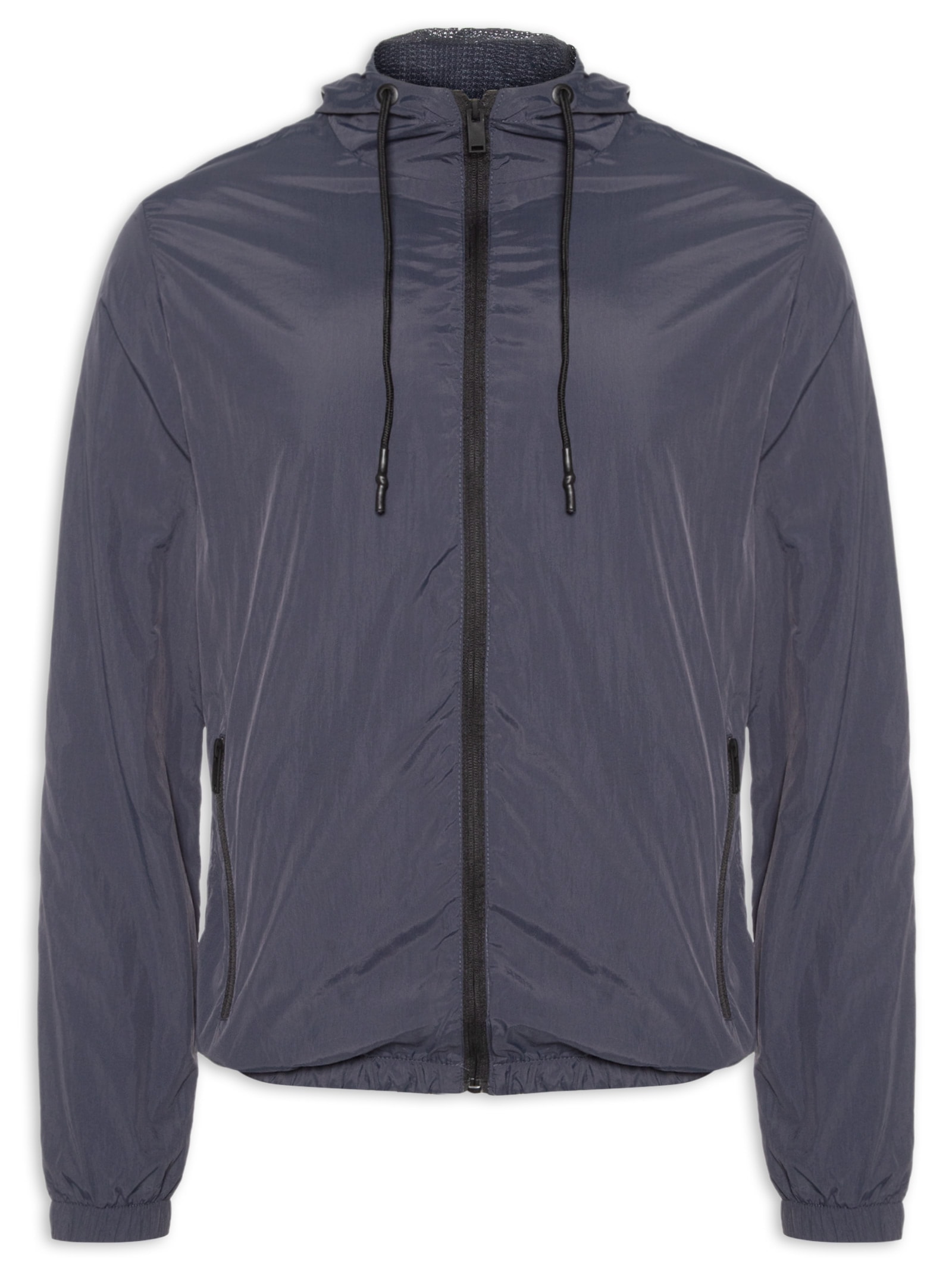 Jaqueta Masculina Corta Vento Com Gorro Azul Basiq Men