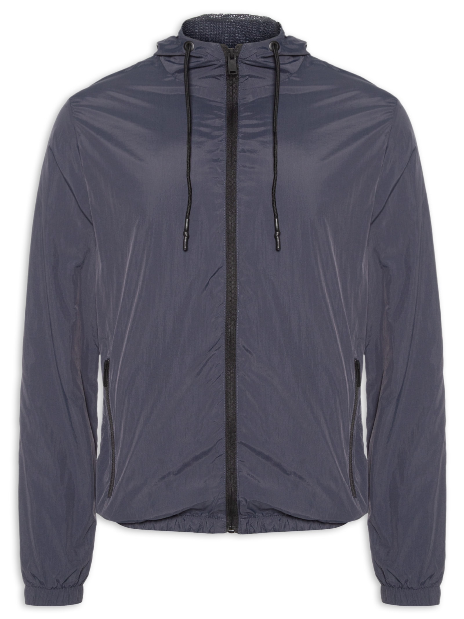 Jaqueta Masculina Corta Vento Com Gorro Azul Basiq Men