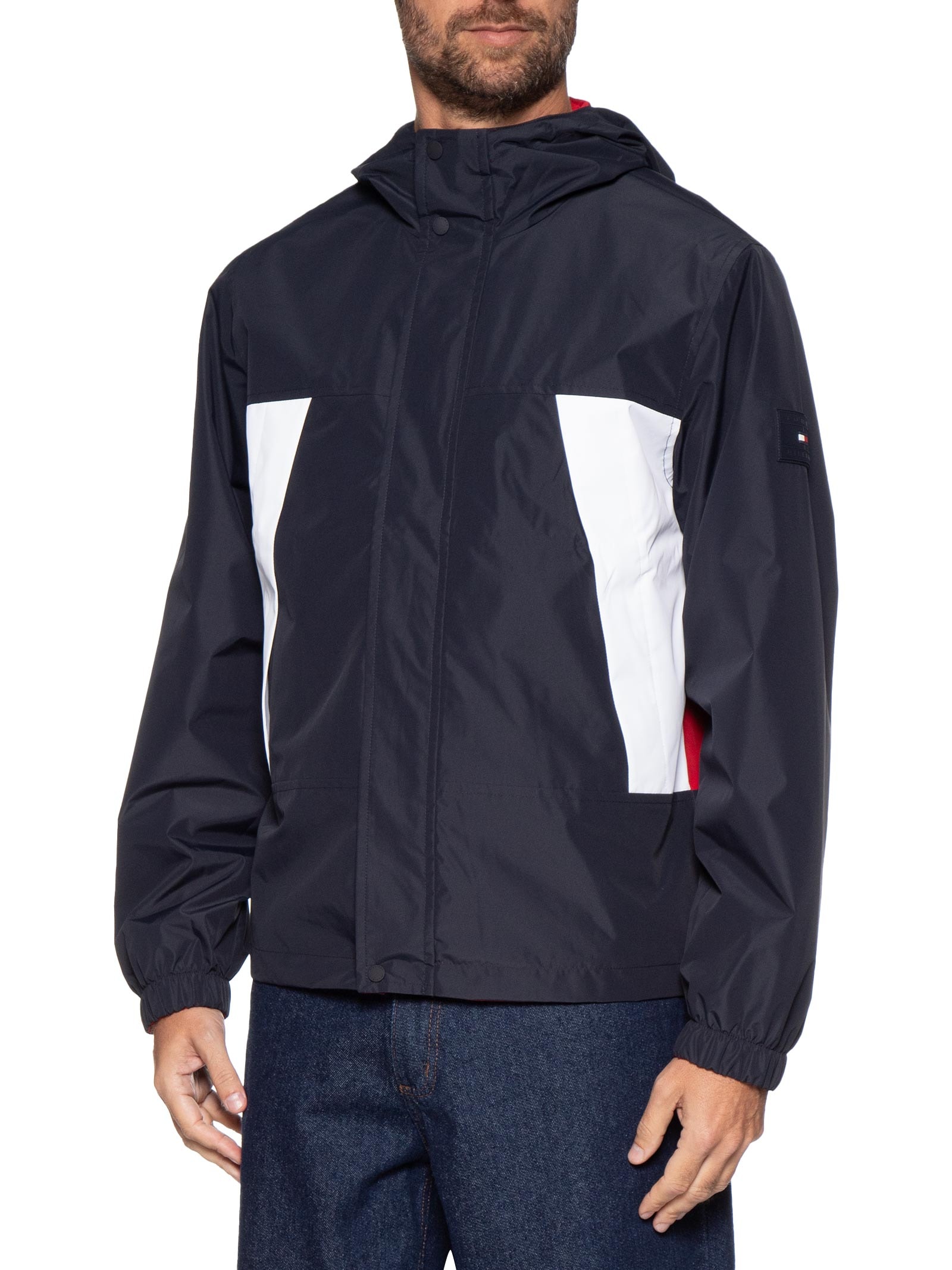 Jaqueta Masculina Corta Vento Dupla Face Color Block Azul Tommy Hilfiger