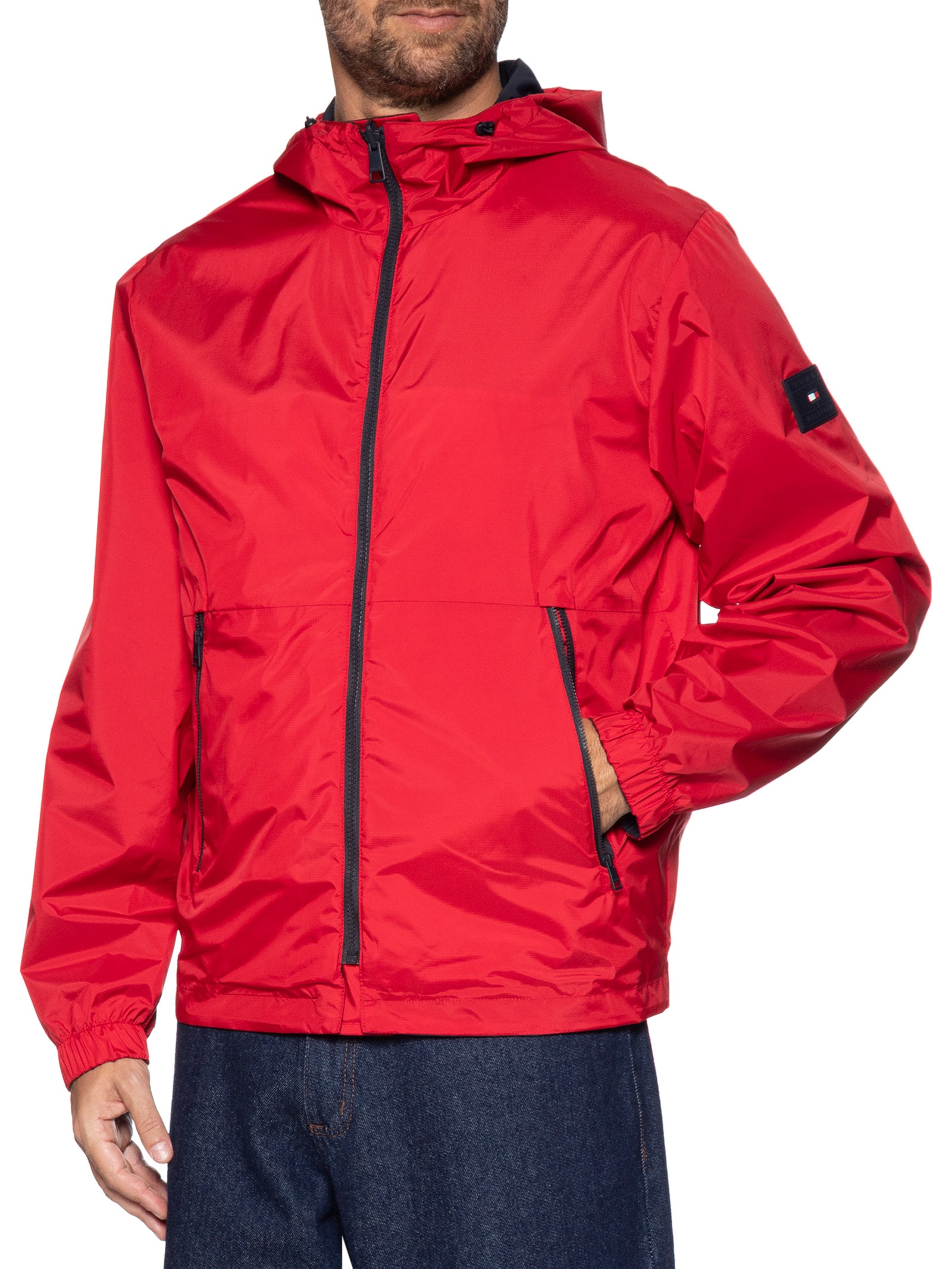 Jaqueta Masculina Corta Vento Dupla Face Color Block Azul Tommy Hilfiger