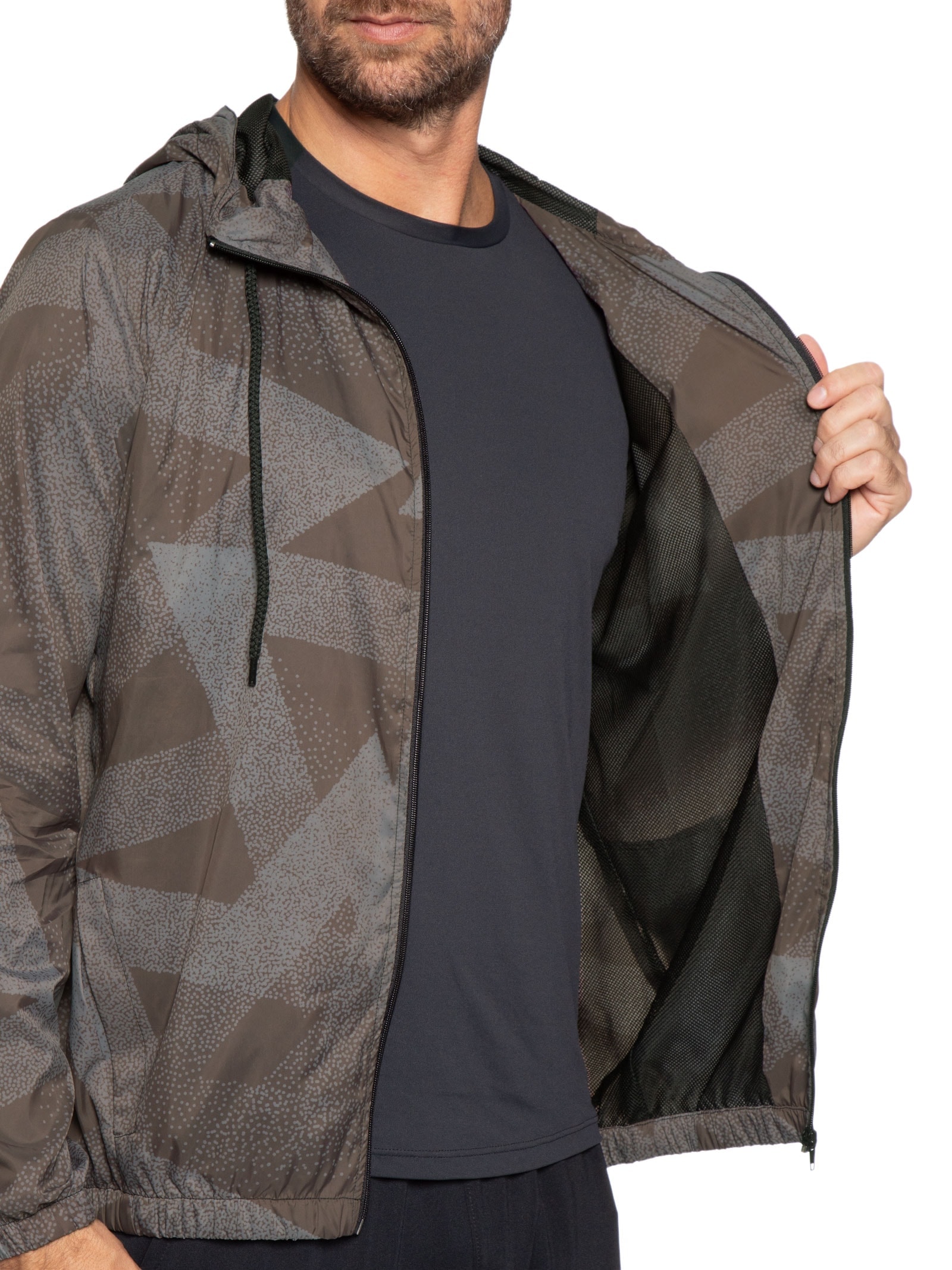 Jaqueta Masculina Corta Vento Estampada Marrom Basiq Men