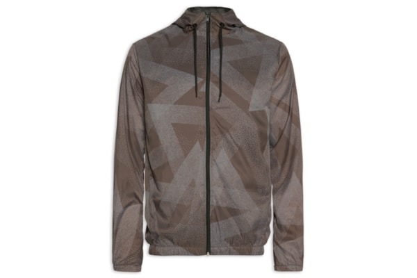 Jaqueta Masculina Corta Vento Estampada - Marrom