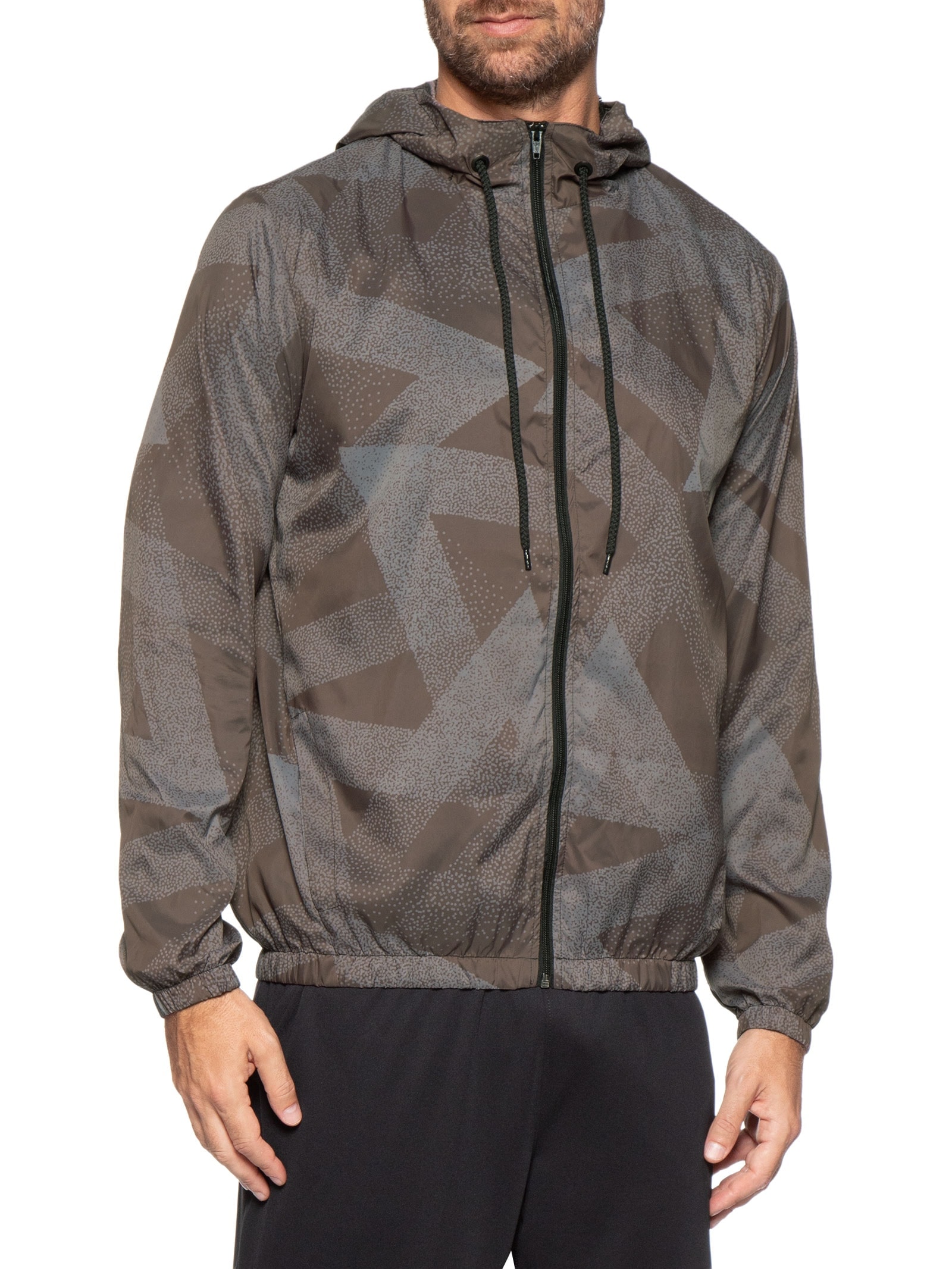 Jaqueta Masculina Corta Vento Estampada Marrom Basiq Men