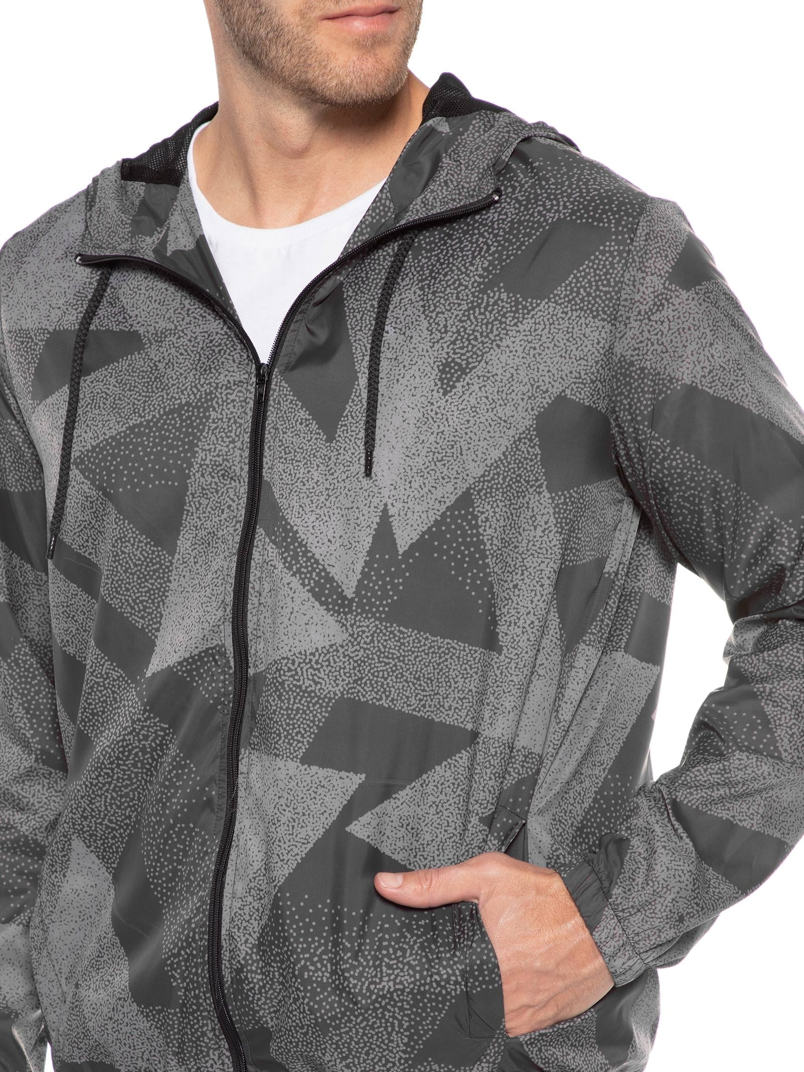 Jaqueta Masculina Corta Vento Estampada Preto Basiq Men