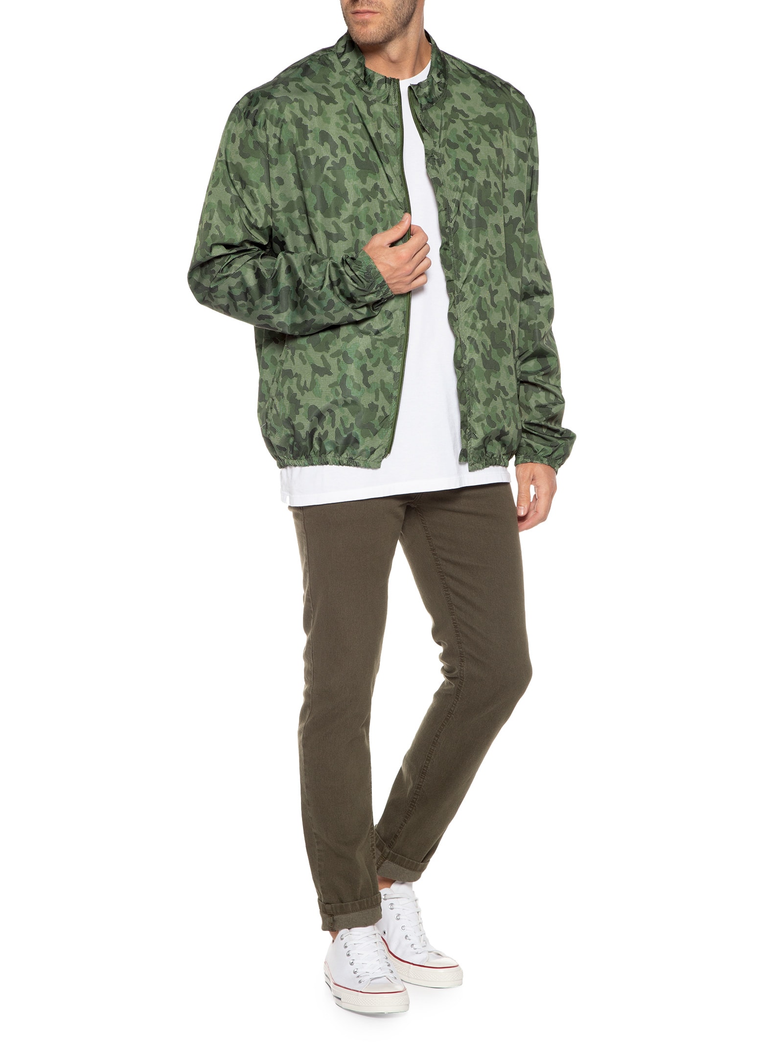 Jaqueta Masculina Corta Vento Estampada Verde Basiq Men