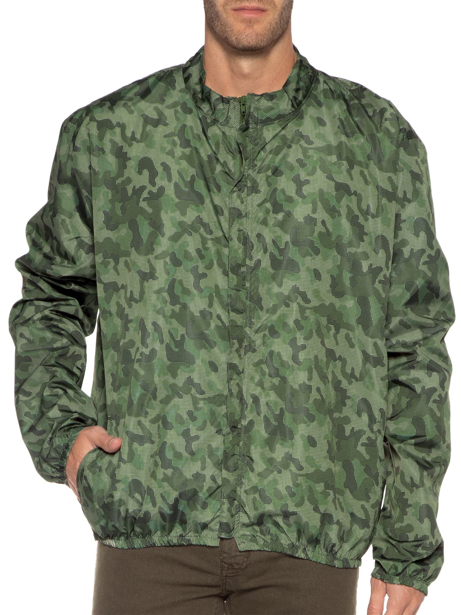 Jaqueta Masculina Corta Vento Estampada Verde Basiq Men