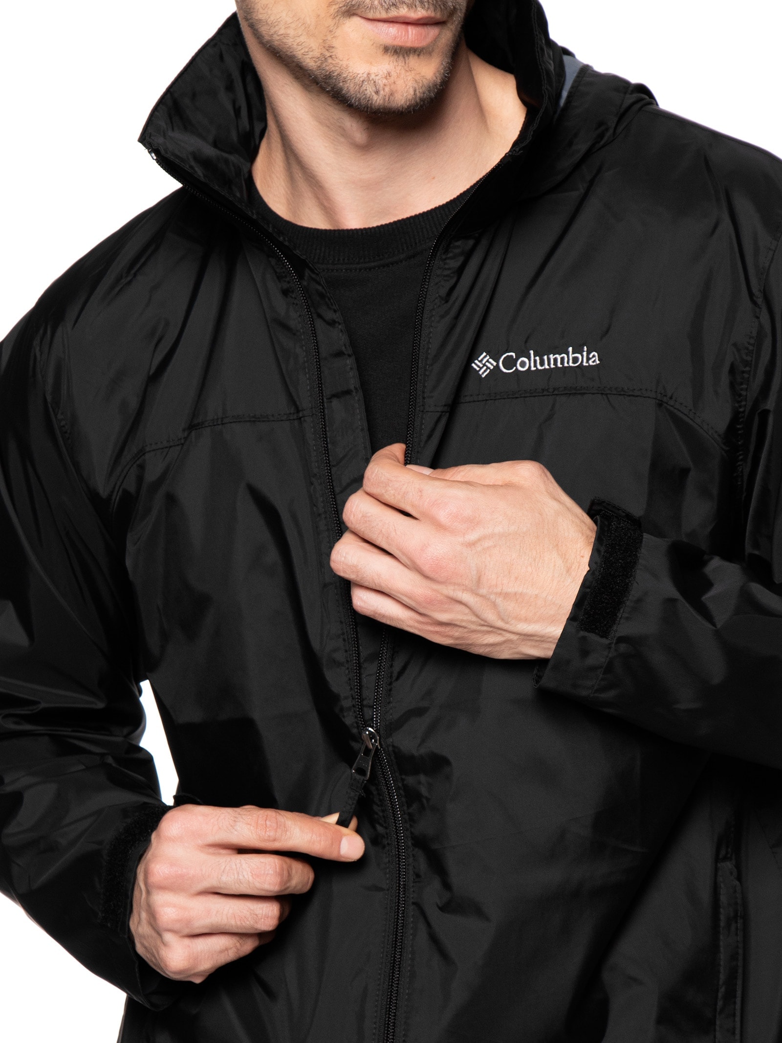 Jaqueta Masculina Corta-Vento Glennaker Lake II Com Capuz Preto Columbia
