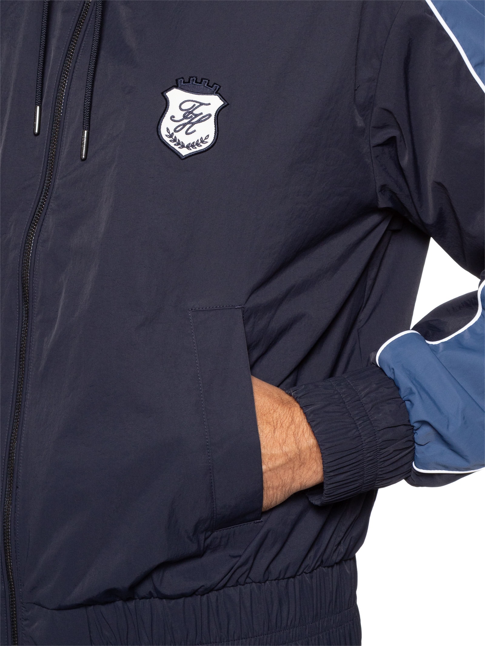 Jaqueta Masculina Corta Vento Gola Alta Azul Tommy Hilfiger