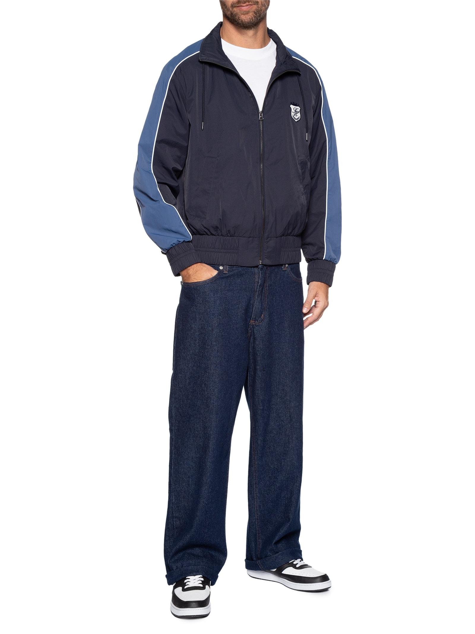 Jaqueta Masculina Corta Vento Gola Alta Azul Tommy Hilfiger