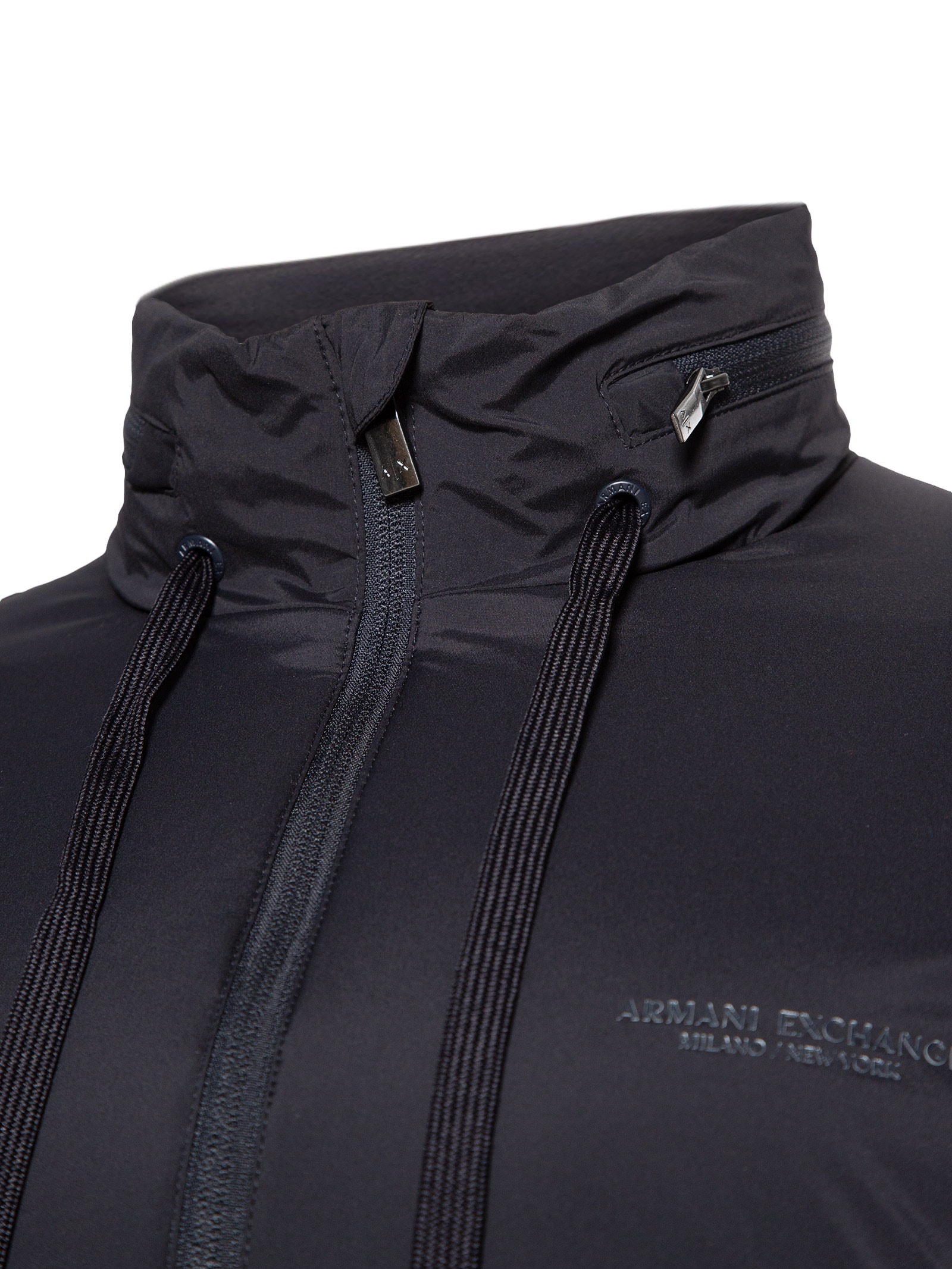 Armani Exchange - Jaqueta Masculina Corta-Vento Stretch Nylon - Azul