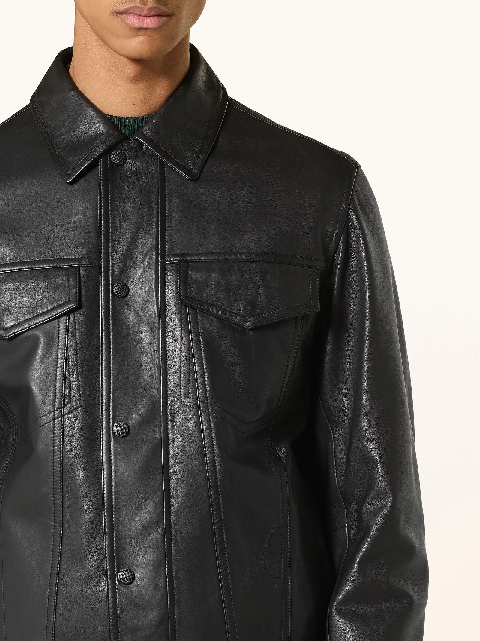 Jaqueta Masculina Couro Jocruz Preto Boss