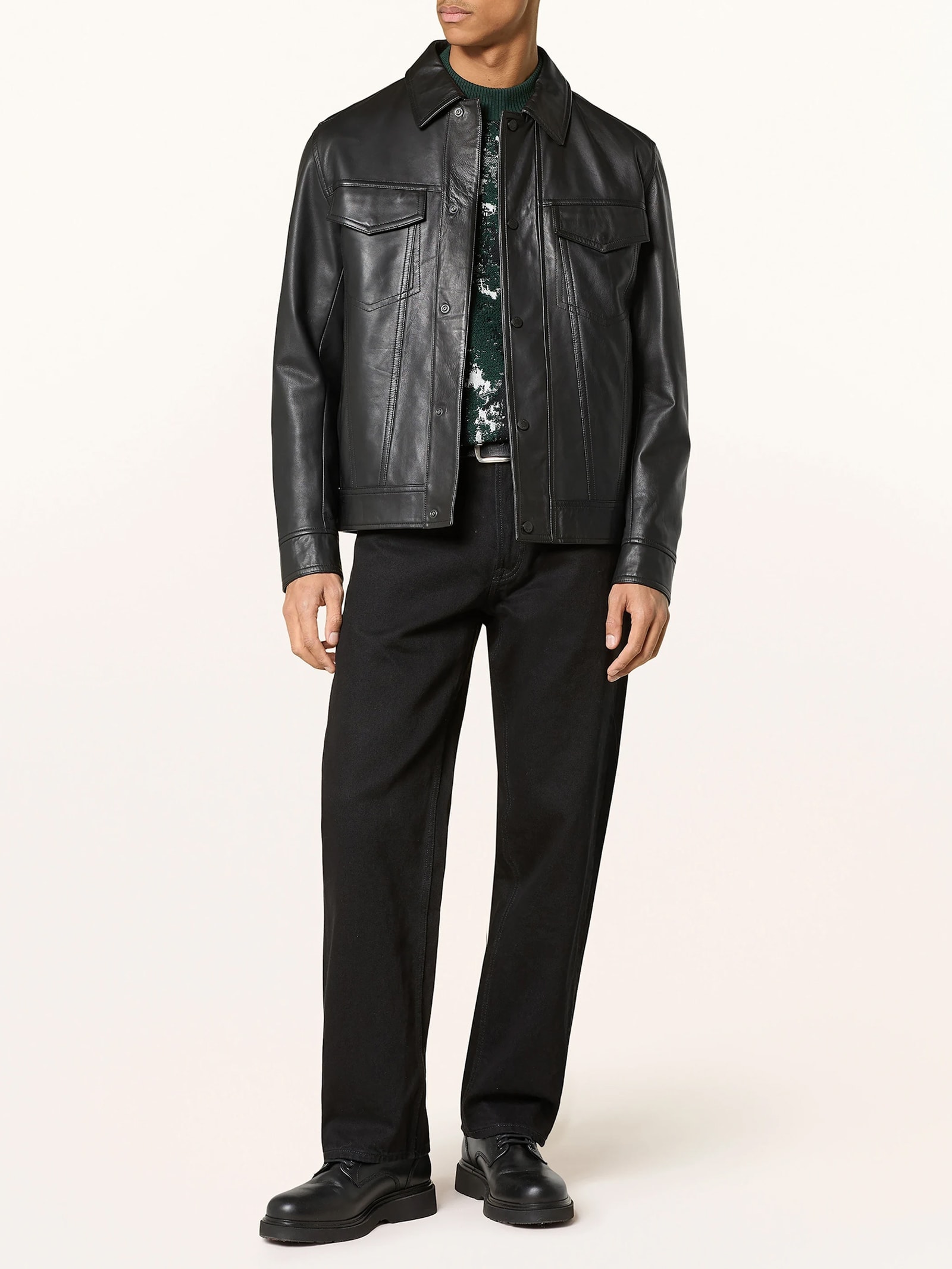 Jaqueta Masculina Couro Jocruz Preto Boss