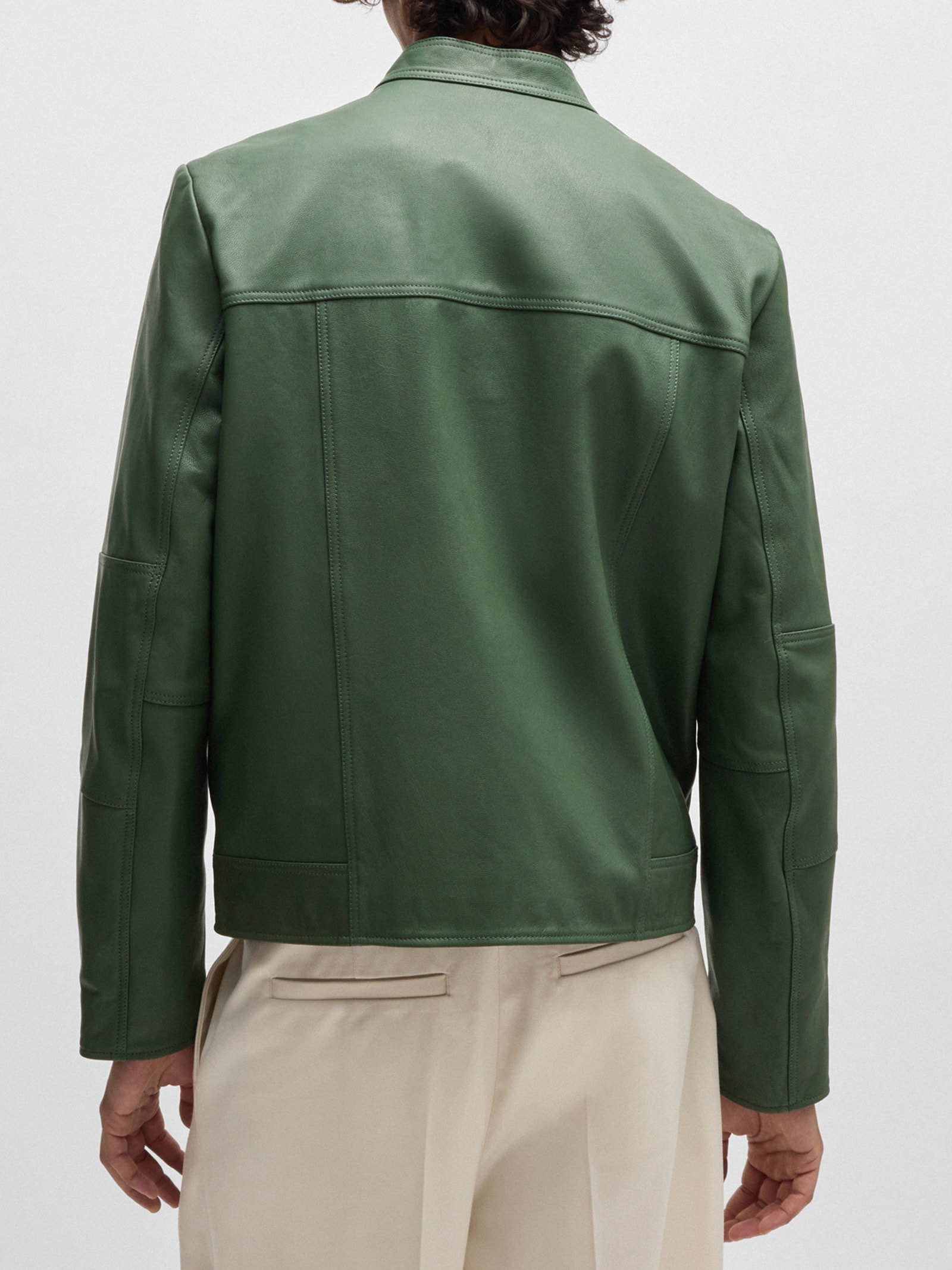 Jaqueta Masculina Couro Lokis-3 Verde Hugo