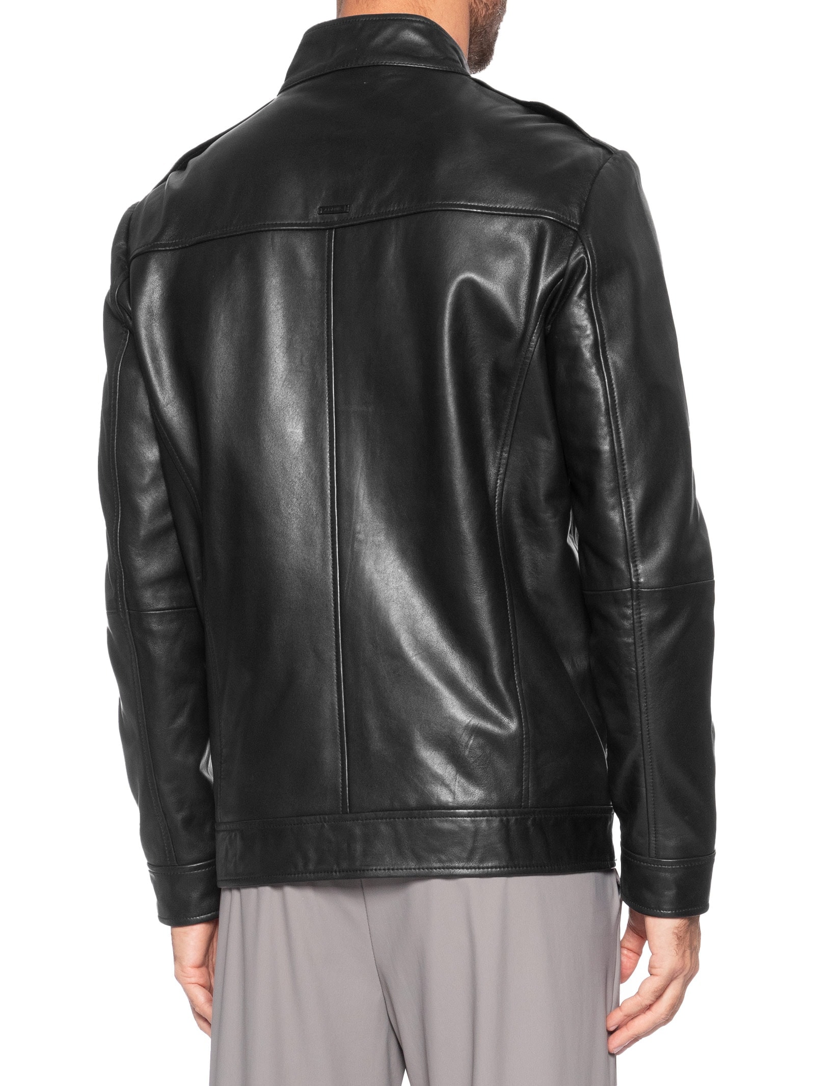 Jaqueta Masculina Couro Motorcycle Preto Aramis
