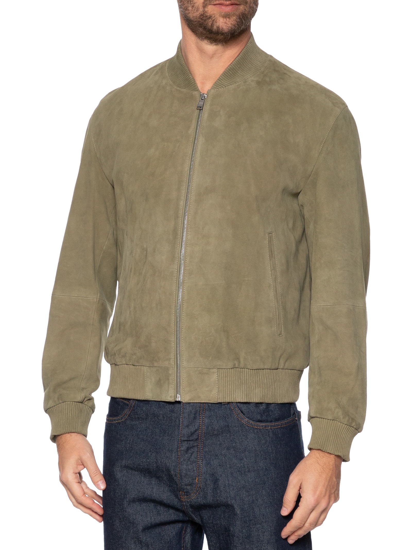 Jaqueta Masculina De Camurça H-Muller Verde Boss